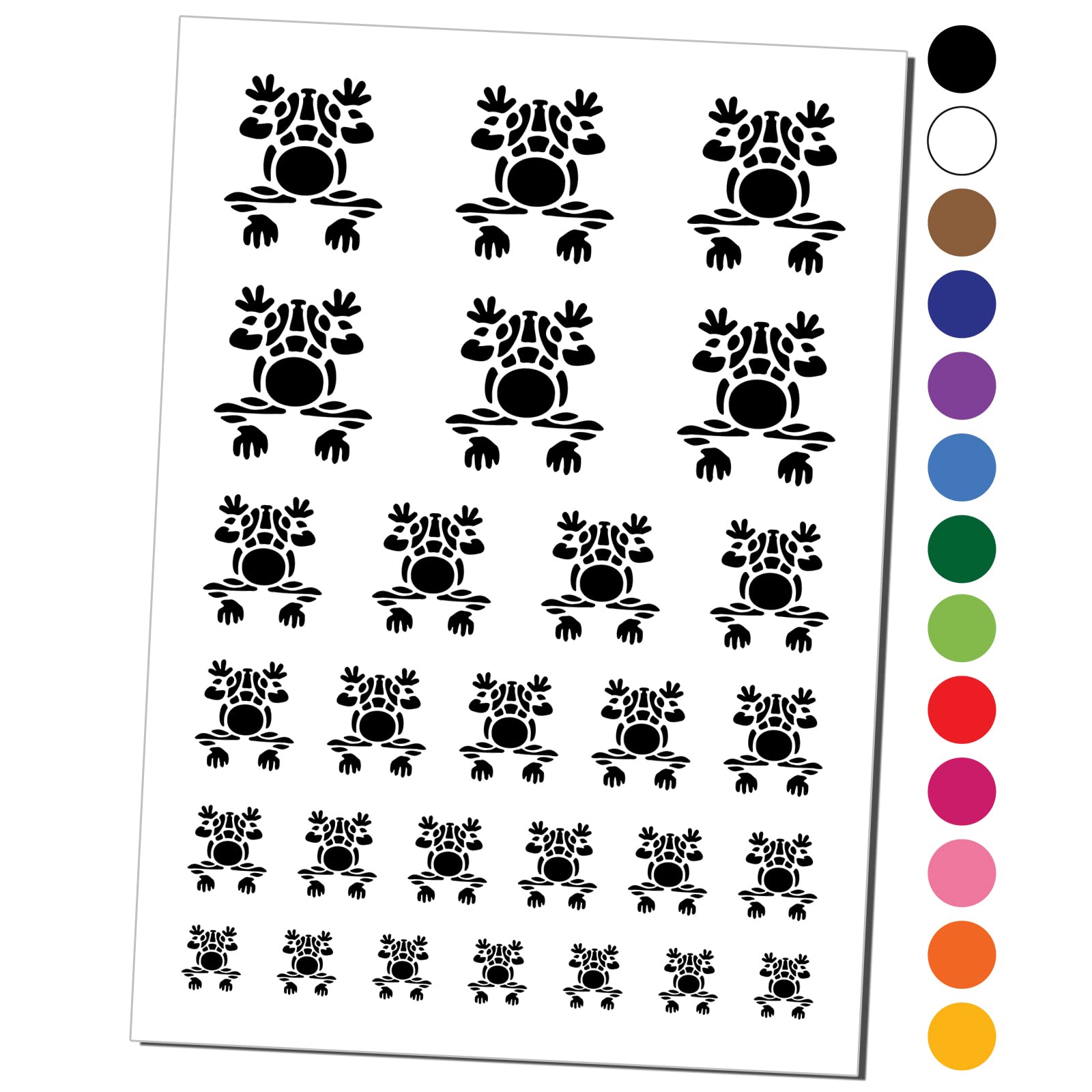 Southwestern Style Tribal Frog Toad Temporary Tattoo - Waterproof Fake Body Art Stickers for Festival, Party & Costume - Black (1 Sheet)