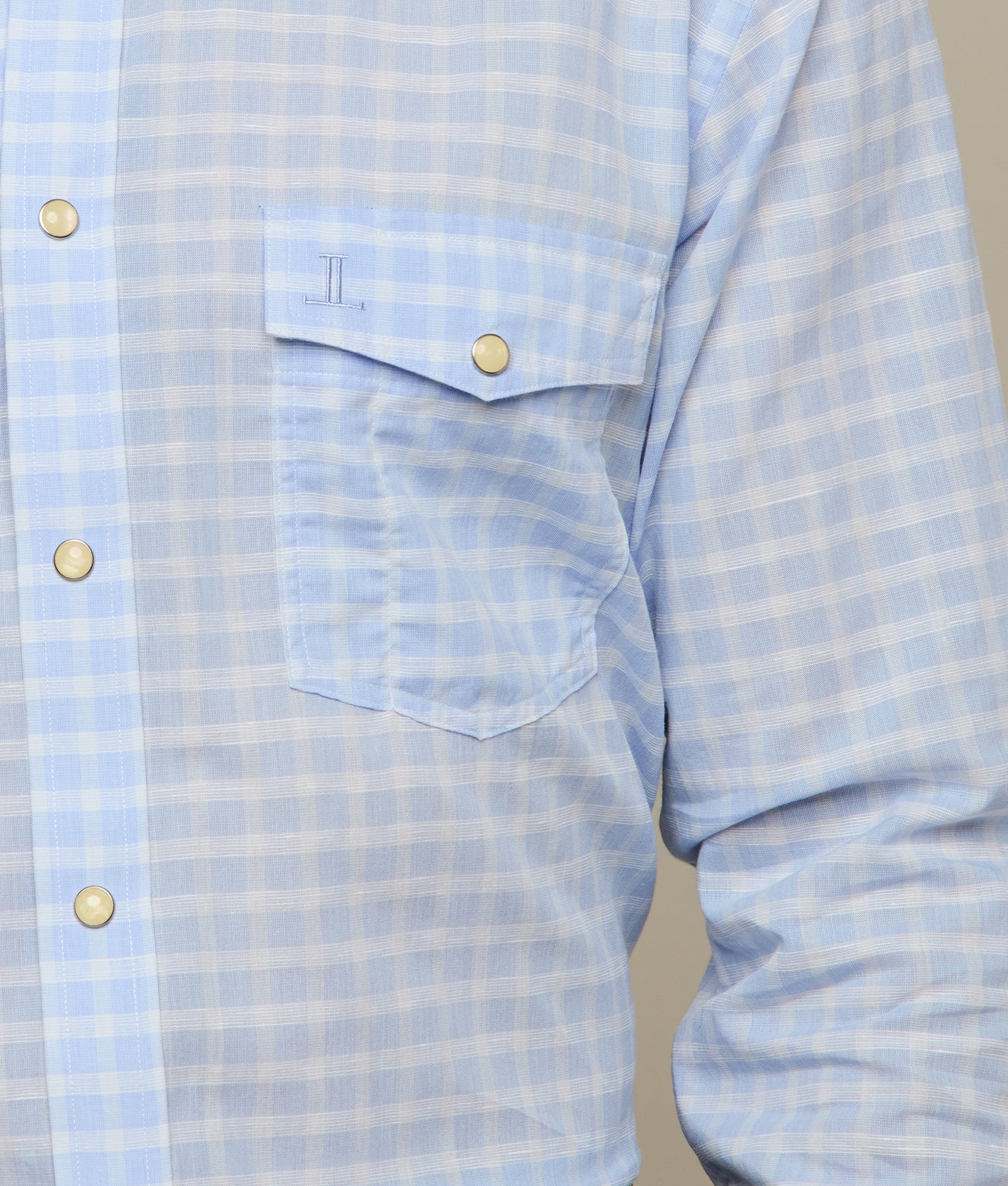 El Paso Plaids Powder Blue Top Weave Check Shirt - Stylish Casual Button Down for Men & Women | Perfect for Office, Date Night & Weekend Outfits