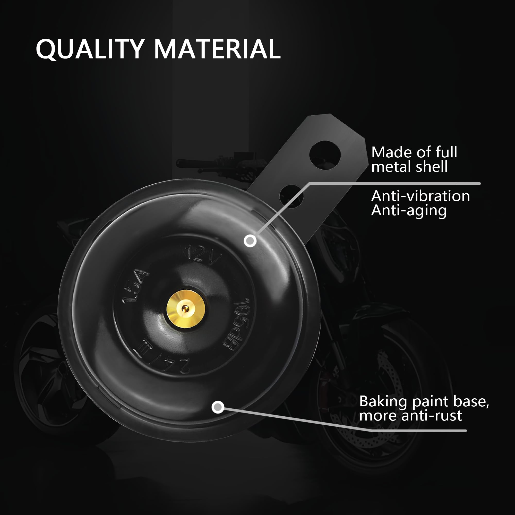 105dB Loud Motorcycle Horn - 12V 1.5A Electric Speaker for Scooters, Dirt Bikes & ATVs | Universal Bike Accessory for Safety & Alerting Traffic