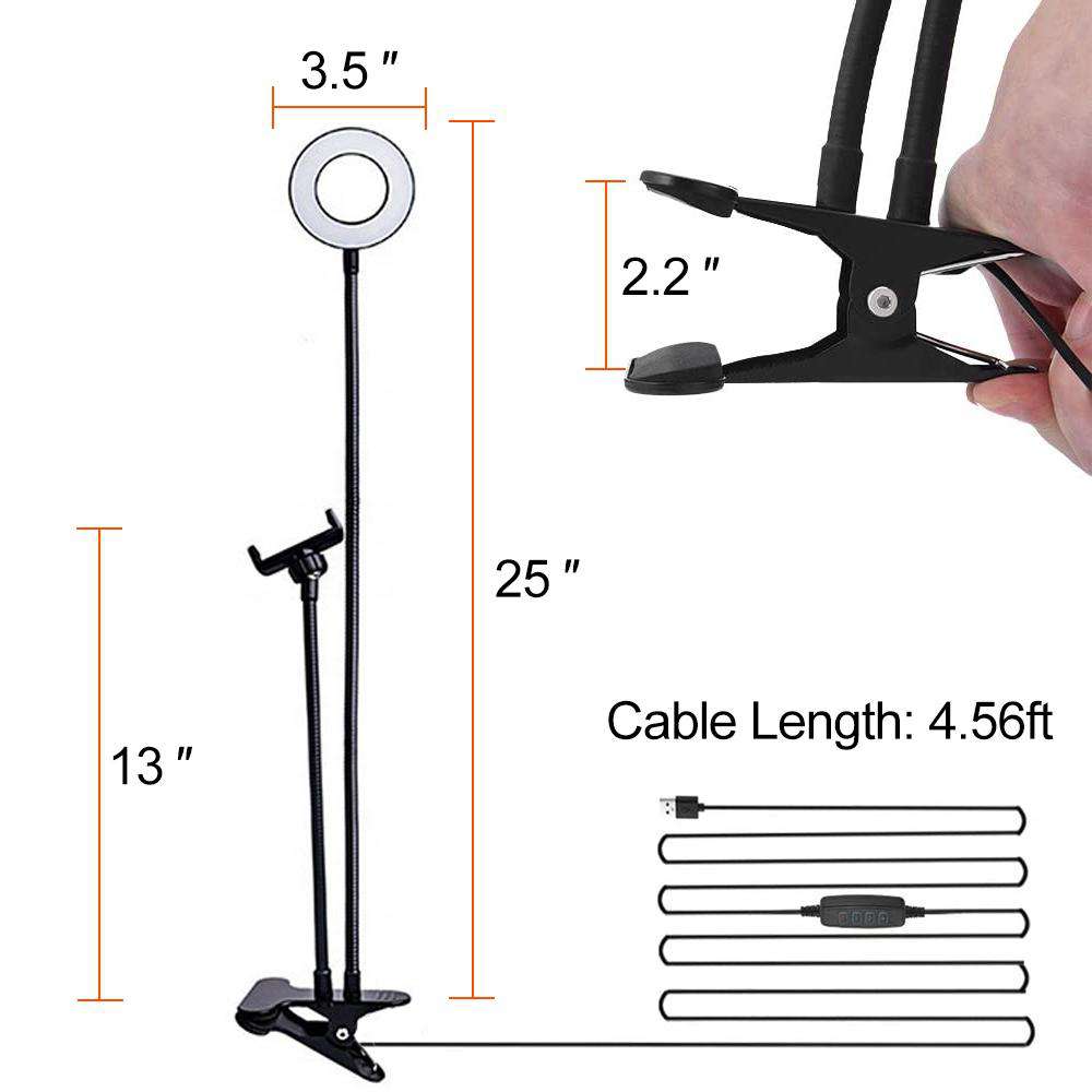 NexiGo 3.5 Inch LED Selfie Ring Light with Stand - Adjustable Brightness & Color Temperature for Makeup, YouTube Videos, TikTok Live Streaming & Photography (White) - Perfect for Home Studio, Vlogging & Content Creation