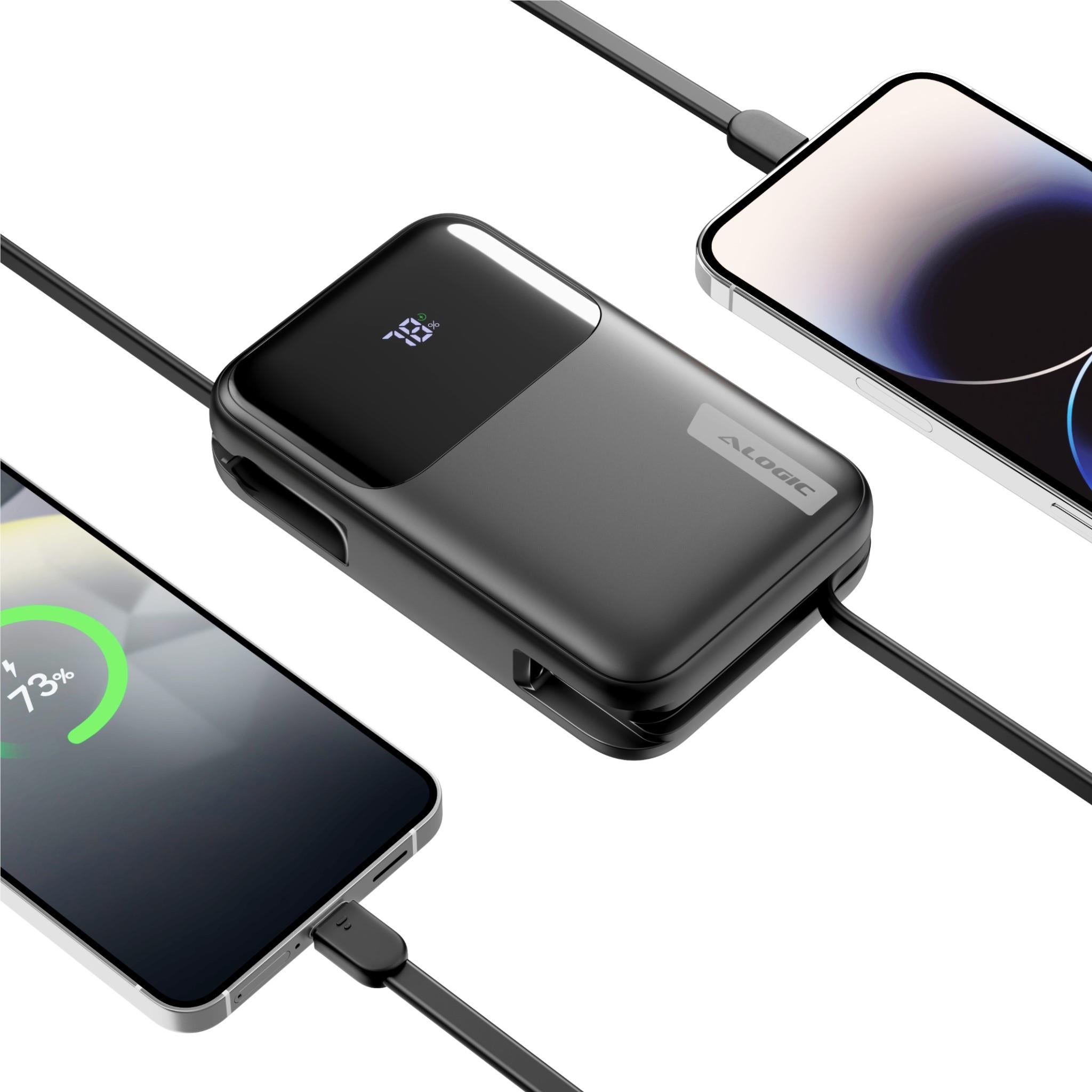 ALOGIC 20K 30W Fast Charging Power Bank with USB-C & Lightning Ports - 20000mAh Portable Charger for iPhone, Android, iPad (Black) | Perfect for Travel, Camping & Emergency Backup Power