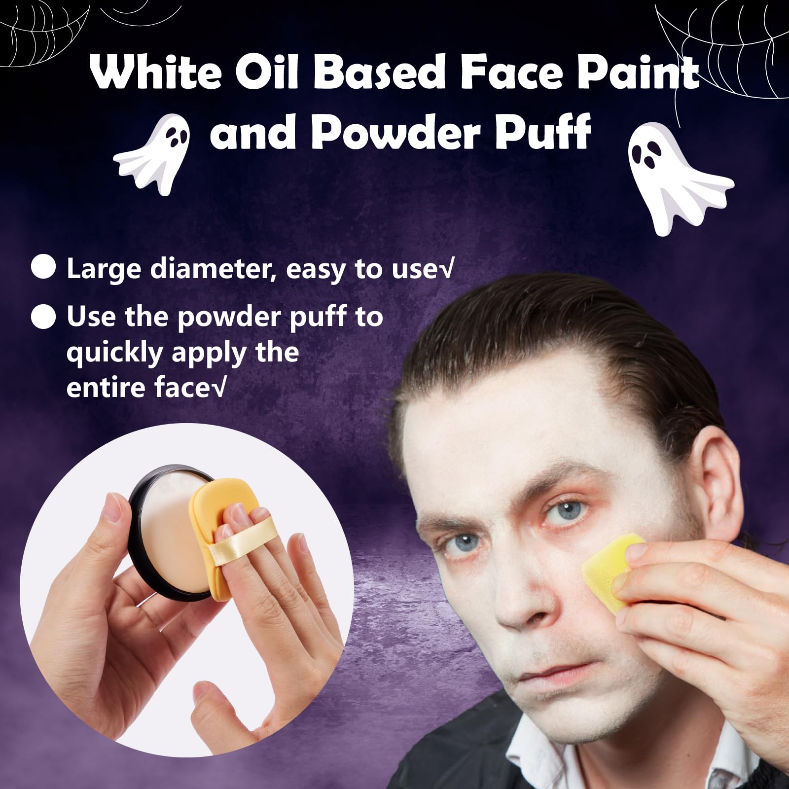 Professional Joker Clown Makeup Kit for Halloween - Includes White, Red, Black & Blue Oil-Based Face/Body Paint, 20g Green Hair Wax, Powder Puff & 2 Brushes | Perfect for Joker Cosplay, Halloween Parties & Themed Events