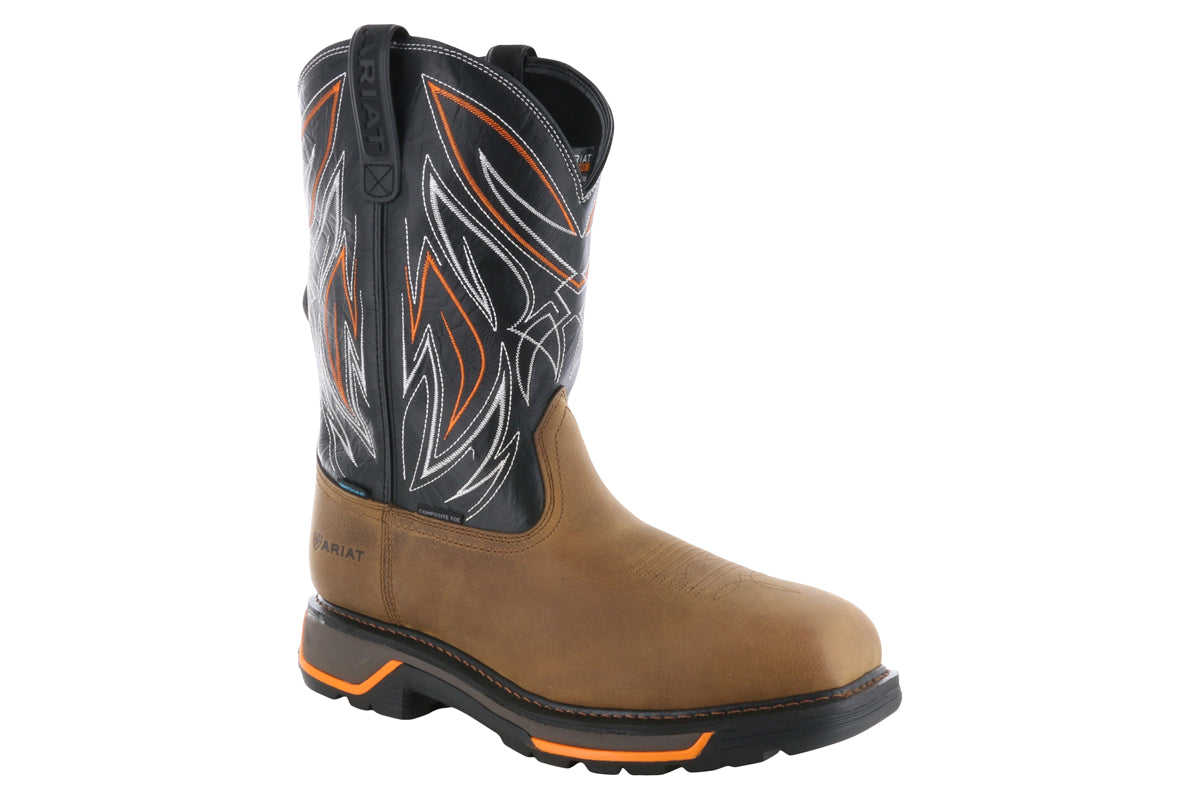 Ariat Big Rig BOA Waterproof Composite Toe Work Boots for Men - Slip Resistant Safety Shoes for Construction, Hiking & Outdoor Work