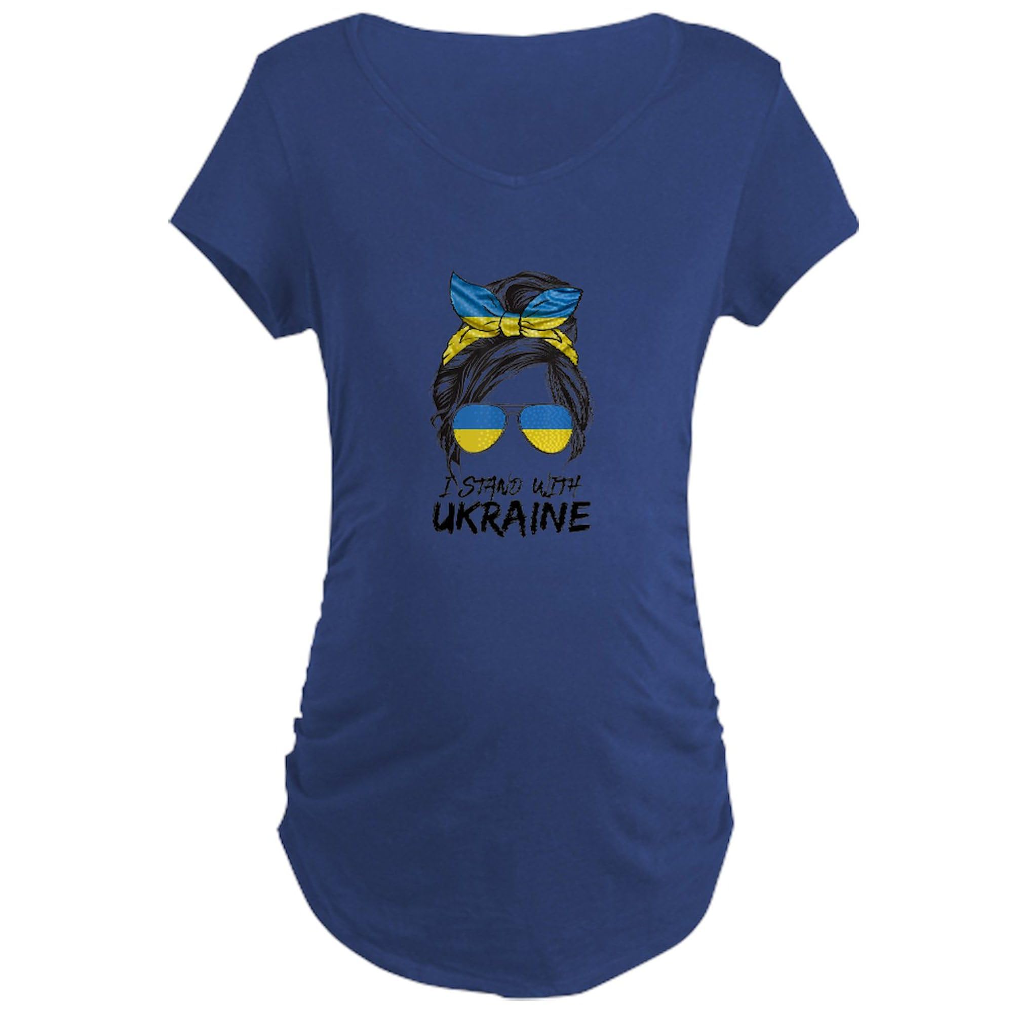 Ukraine Girl Ukrainian Flag Maternity T-Shirt for Women - Ruched Side Design for Comfort | Perfect for Pregnant Women, Maternity Photos & Patriotic Events