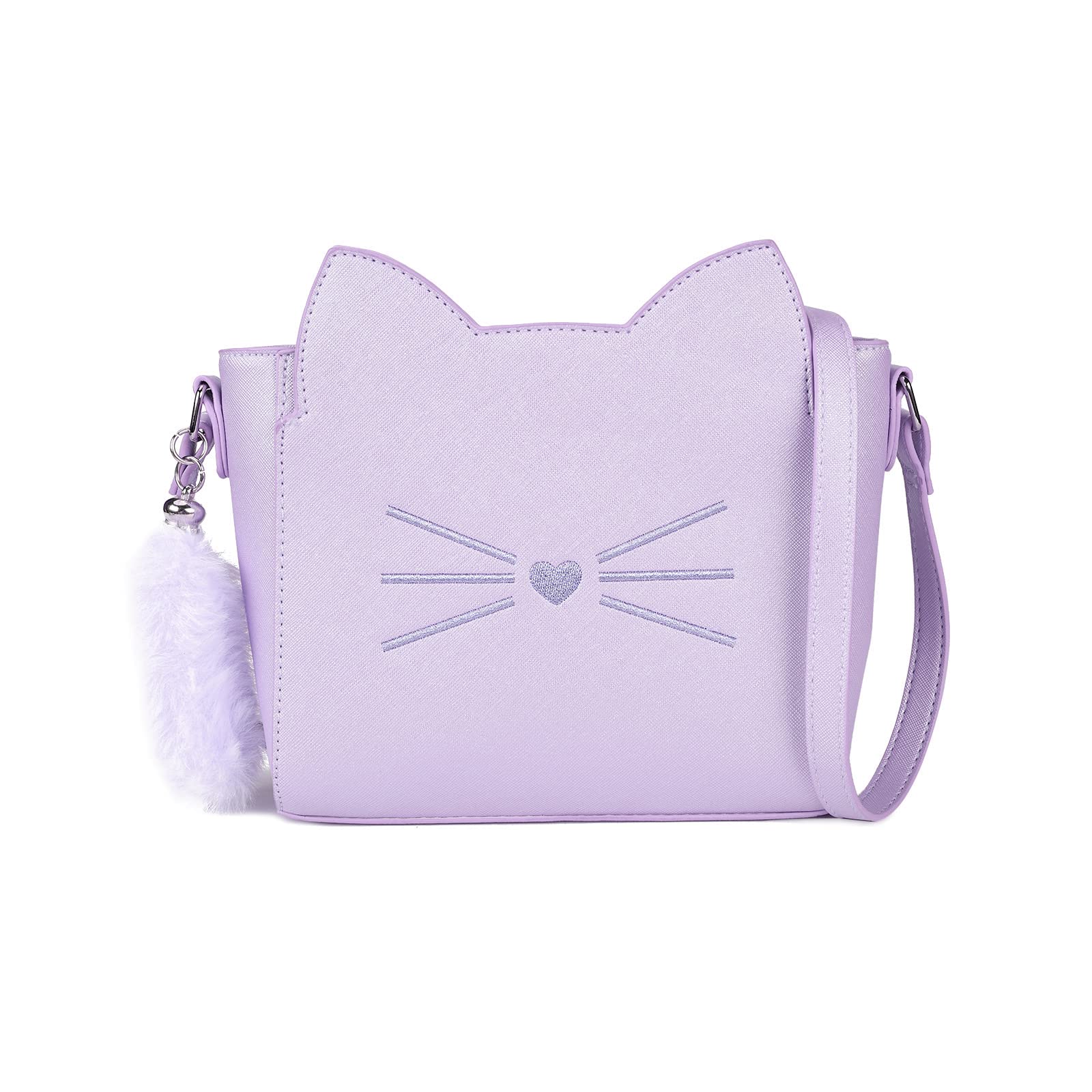 Cute Cat Girl Crossbody Purse for Teen Girls - PU Leather Shoulder Bag with Pendant Charm, Fashionable Small Handbag for School, Travel & Everyday Use