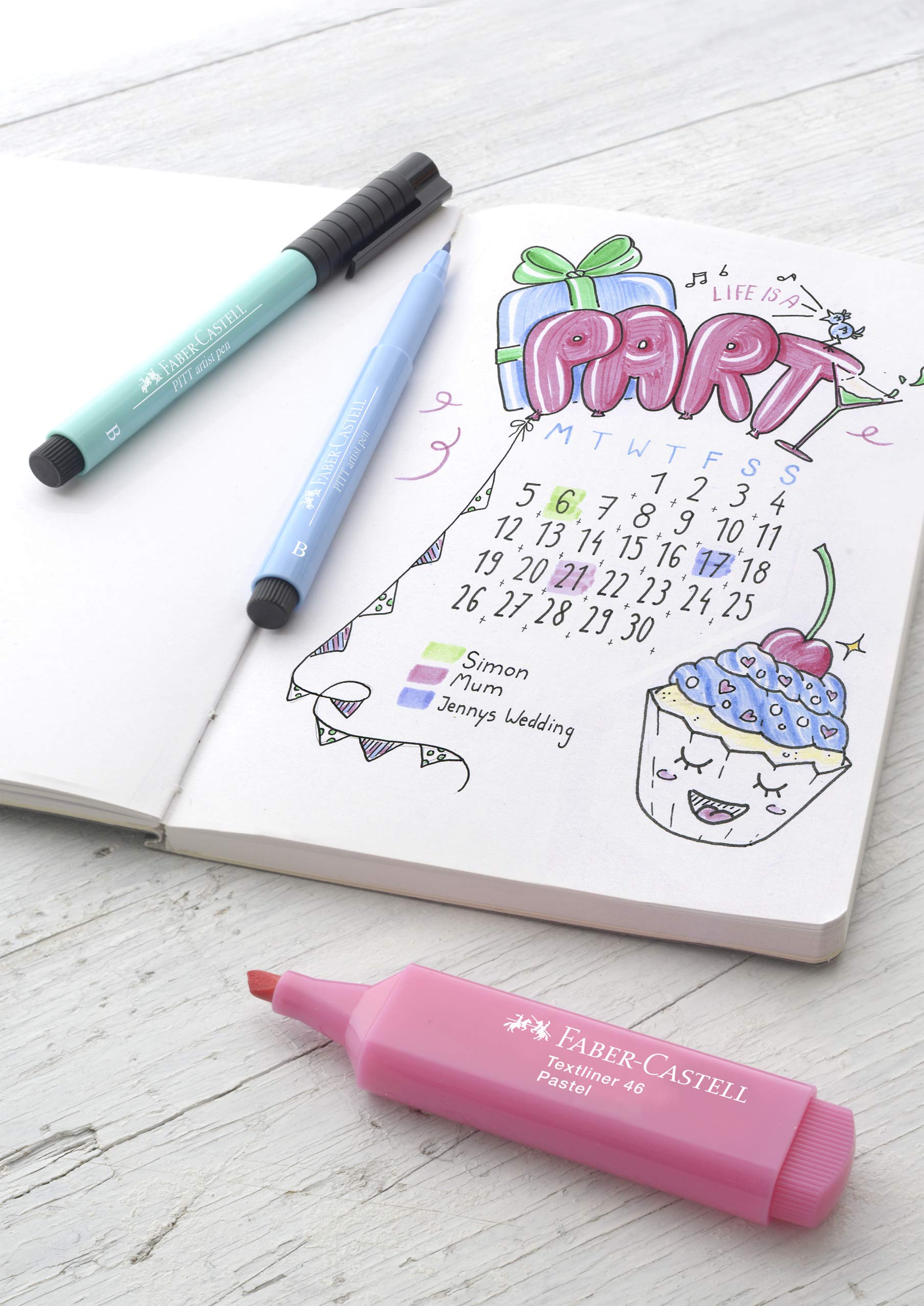Faber-Castell Bullet Journaling Kit - 9-Piece No-Bleed Planner Pens & Highlighter with Dot Grid Journal | Perfect for Creative Journaling, Planning & Scrapbooking