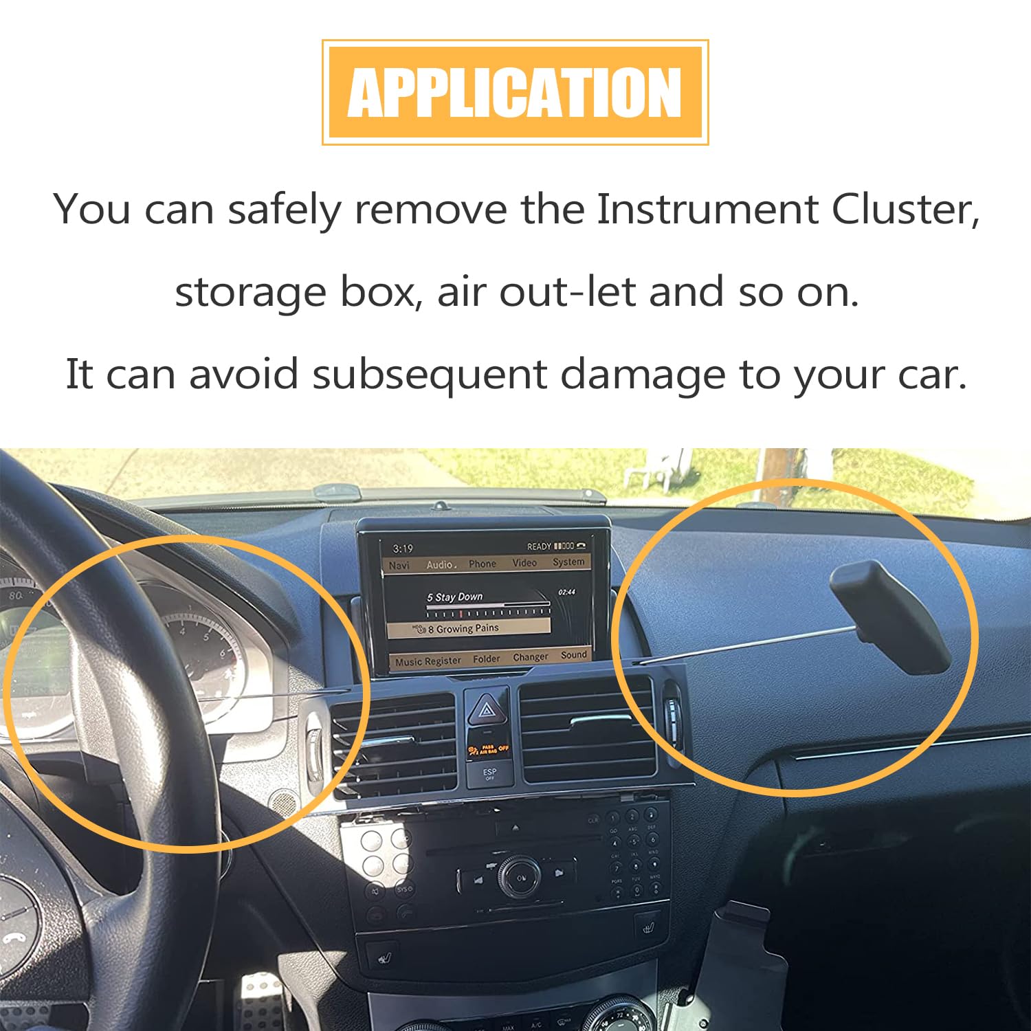 Mekar Car Dashboard Removal Tool - Instrument Cluster Pulling Hooks Compatible with Mercedes Benz - Perfect for Auto Repair Shops & DIY Mechanics