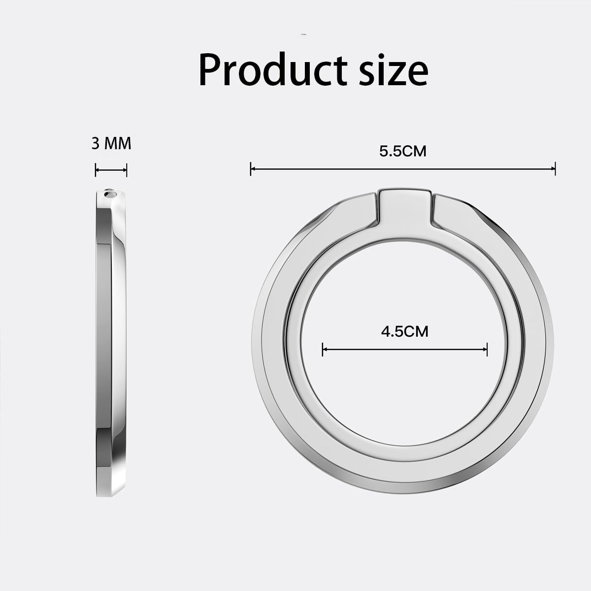Magnetic Phone Ring Holder for MagSafe - Adjustable Kickstand Grip for iPhone 15/14/13/12 Series (Plus/Mini/Pro/Max) - Black Electroplating Smartphone Accessory - Perfect for Hands-Free Viewing, Secure Grip & Everyday Use