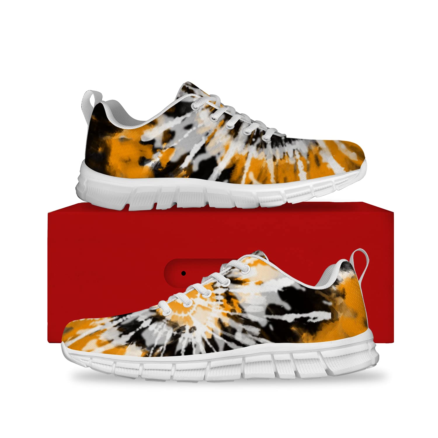 Trendy Yellow Tie-Dye Sneakers for Men & Women - Lightweight Breathable Tennis Shoes for Outdoor Activities - Perfect Gifts for Mom, Ladies & Men - Size 9 (Men) & 10.5 (Women) - Ideal for Running, Walking & Casual Wear