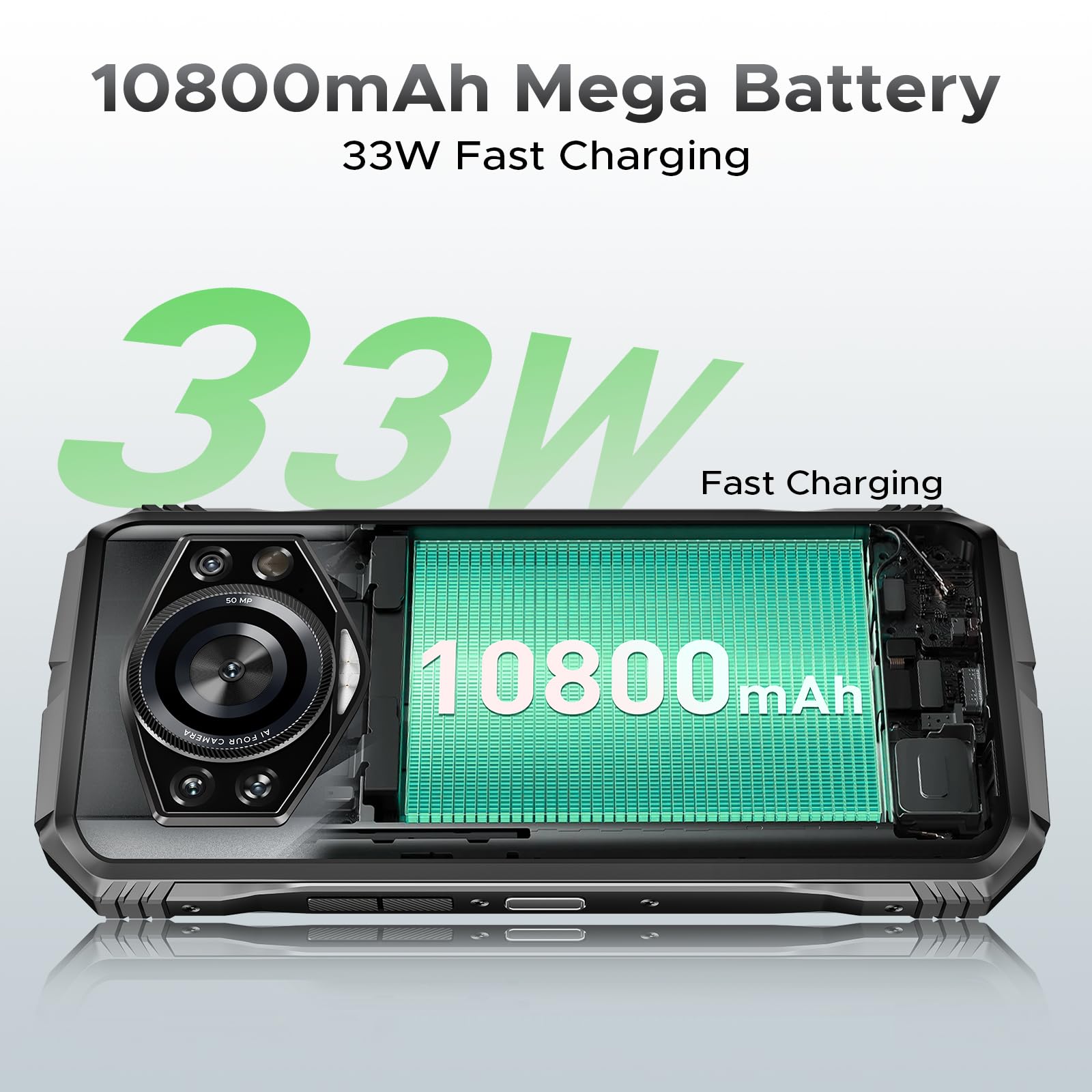 DOOGEE S Cyber Pro Rugged Smartphone - 10800mAh Battery, Android 14, 32GB+512GB, Helio G100 Octa Core, 6.6
