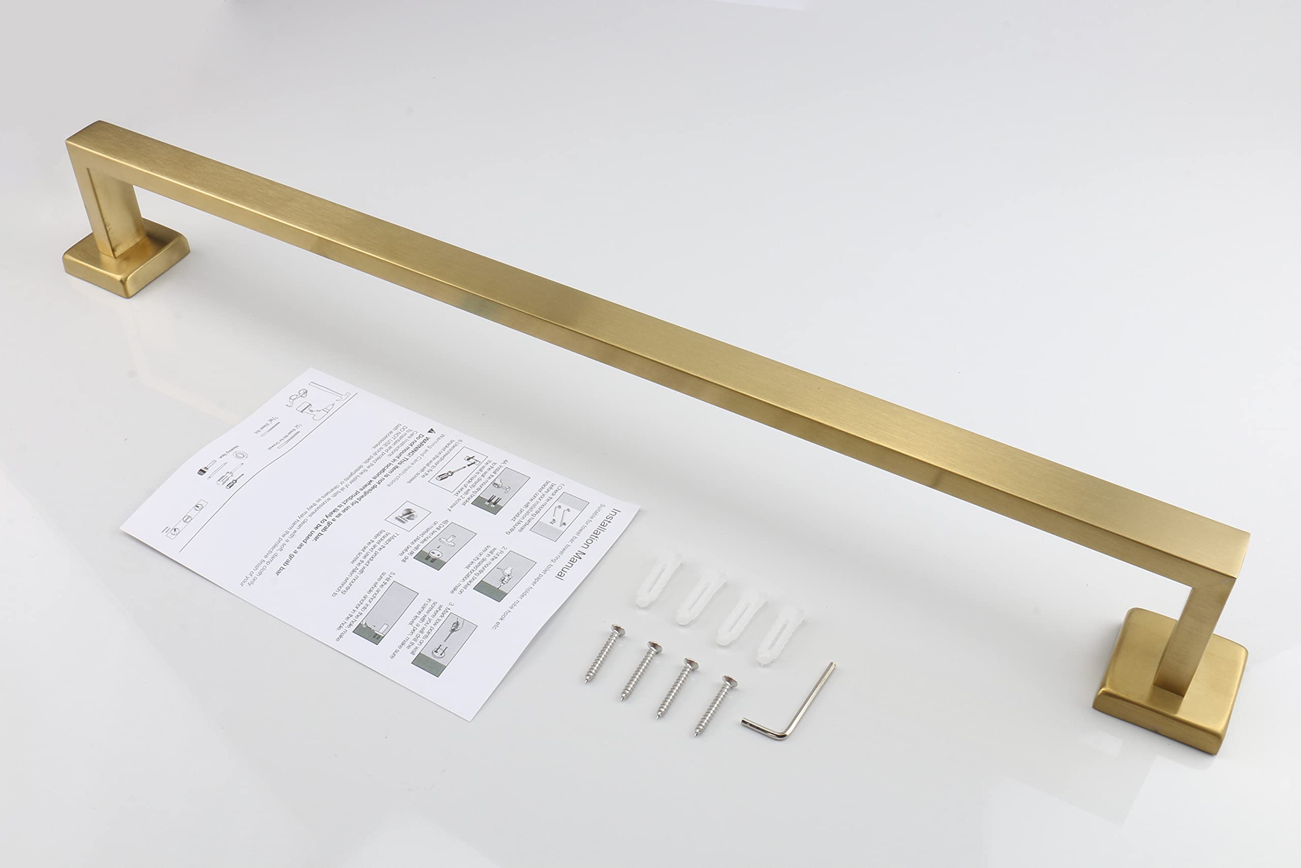 Premium SUS304 Stainless Steel Towel Rack - Heavy Duty Wall Mounted Bathroom Towel Holder with Square Base, Brushed Gold Finish (30 Inch) - Perfect for Bathroom, Spa, Gym & Luxury Home Decor