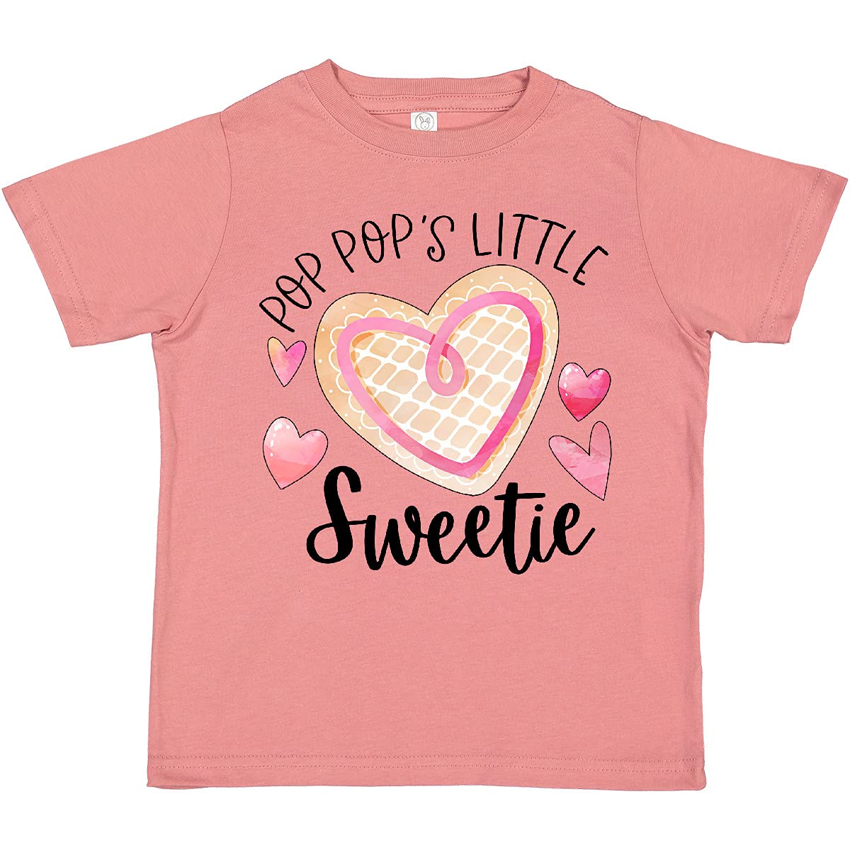 Inktastic Pop Pop's Little Sweetie Pink Heart Cookie Toddler T-Shirt - Cute Baby Girl Outfit for Grandparents Day, Birthday & Family Photos