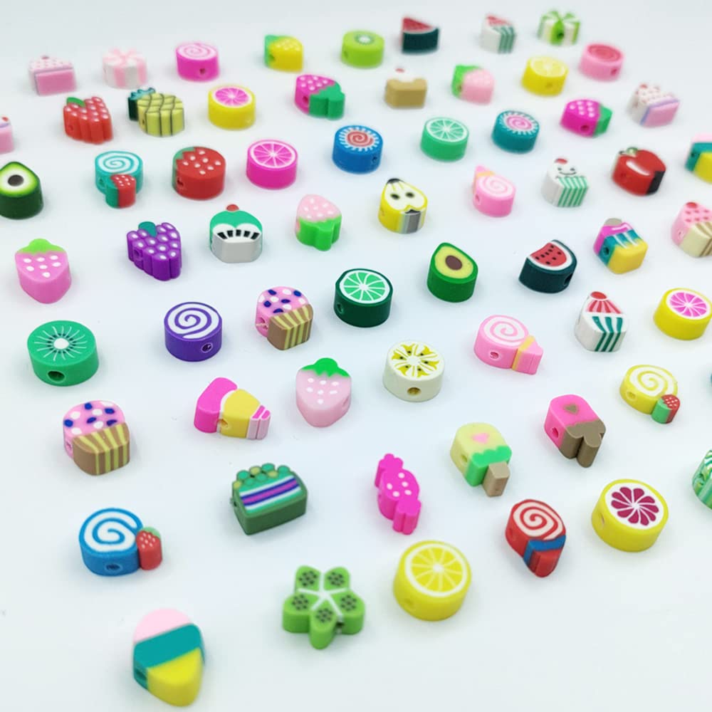 200pcs Mixed Fruit Candy Polymer Clay Beads - DIY Jewelry Making Kit for Bracelets, Necklaces & Charms | Perfect for Kids Crafts, Party Favors & Handmade Gifts