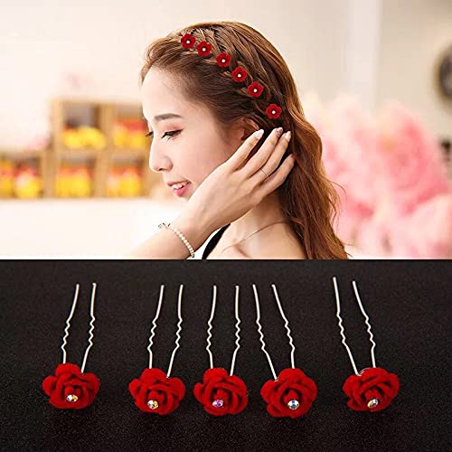 24 Pack FOK Red Rose Flower Decorative Juda Pins for Wedding, Bridal, Prom, Quinceañera - Elegant Boutonnieres for Formal Events & Special Occasions