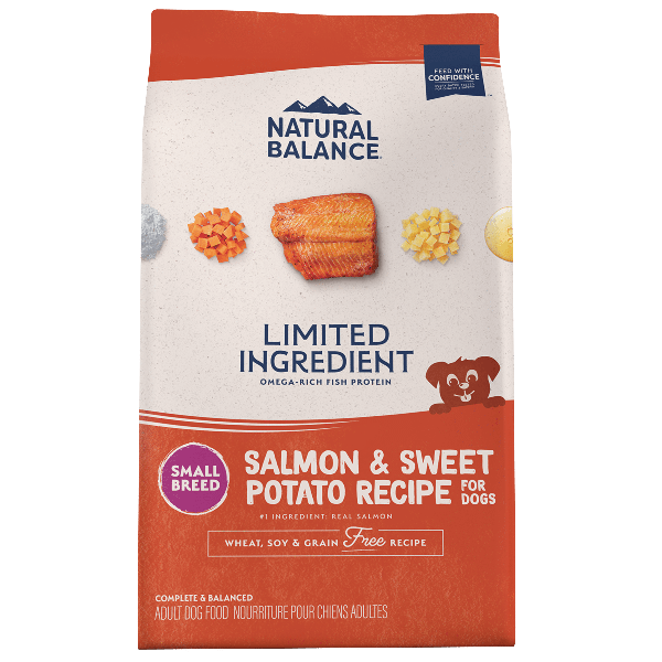 Natural Balance Limited Ingredient Salmon & Sweet Potato Small Breed Dry Dog Food - Grain Free, Hypoallergenic for Sensitive Stomachs - Perfect for Puppies & Adult Small Dogs at Home or Travel