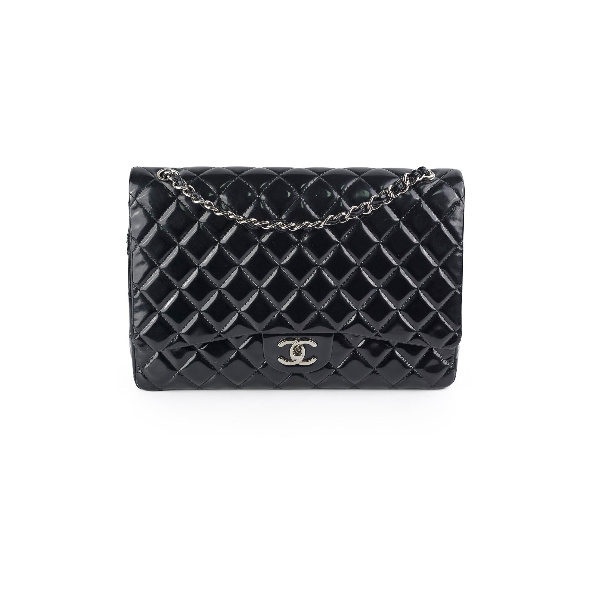 Chanel Maxi Patent Leather Flap Bag Black 20 Series - Luxury Handbag for Women, Perfect for Evening Events & Special Occasions