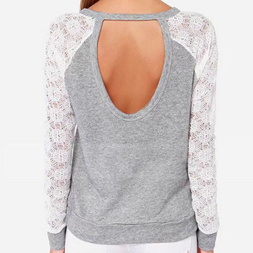 Elegant Women's Backless Long Sleeve Embroidery Lace Crochet Blouse - Boho Chic Summer Top for Beach, Party & Date Night