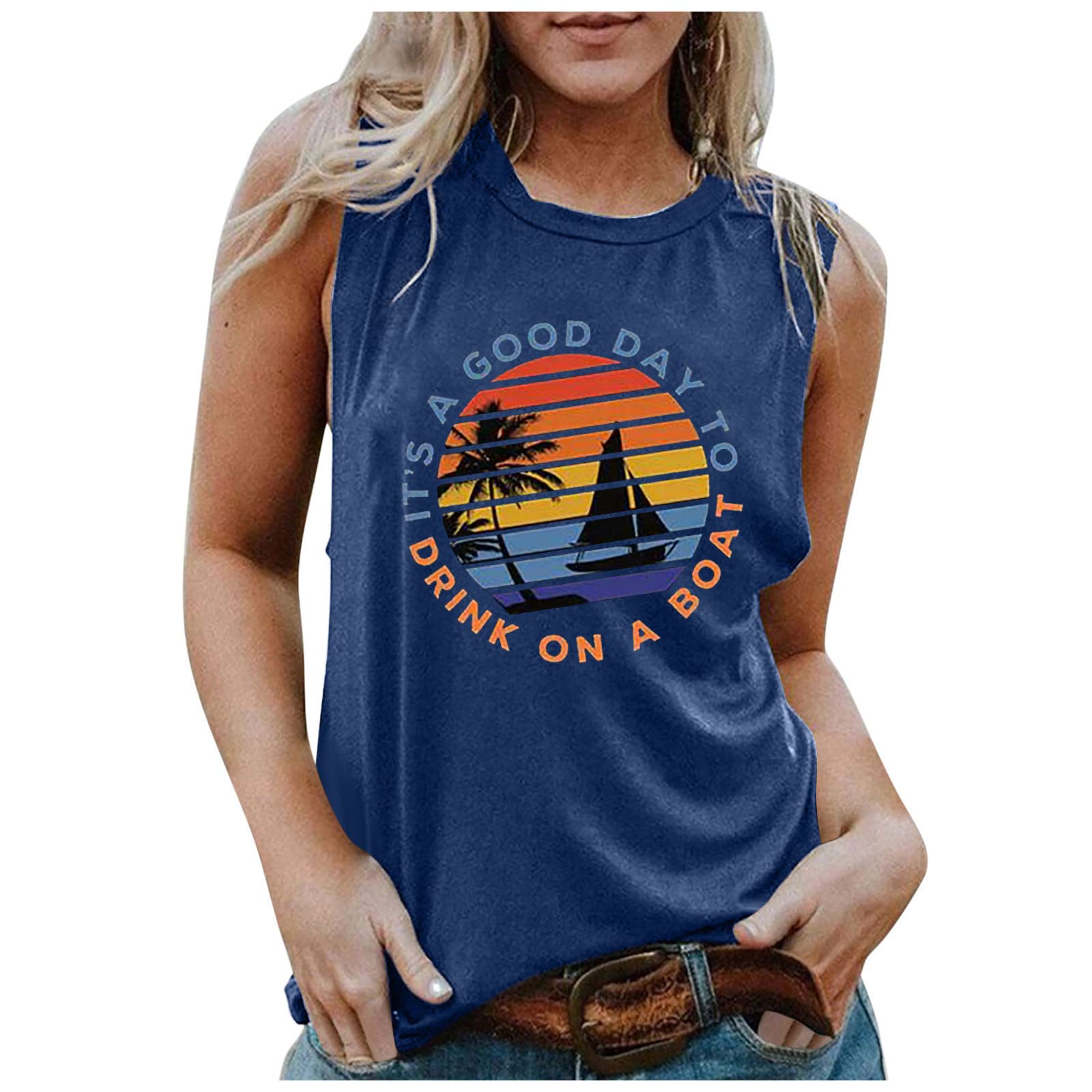 YZHM Women's Workout Tank Tops - Sleeveless Loose Tunic for Summer & Beach