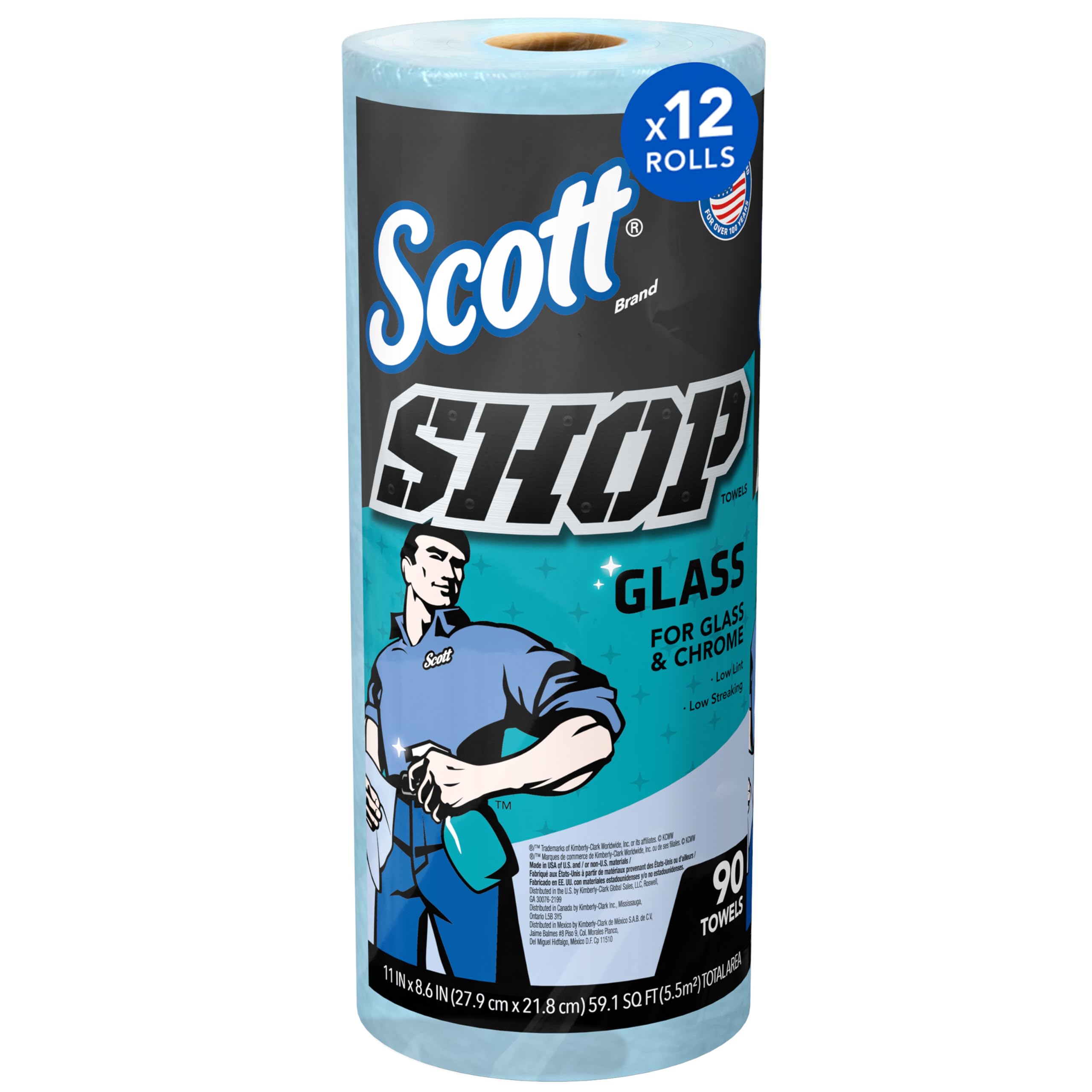 Scott® Premium Blue Shop Towels for Glass, Mirrors & Chrome - 8.6