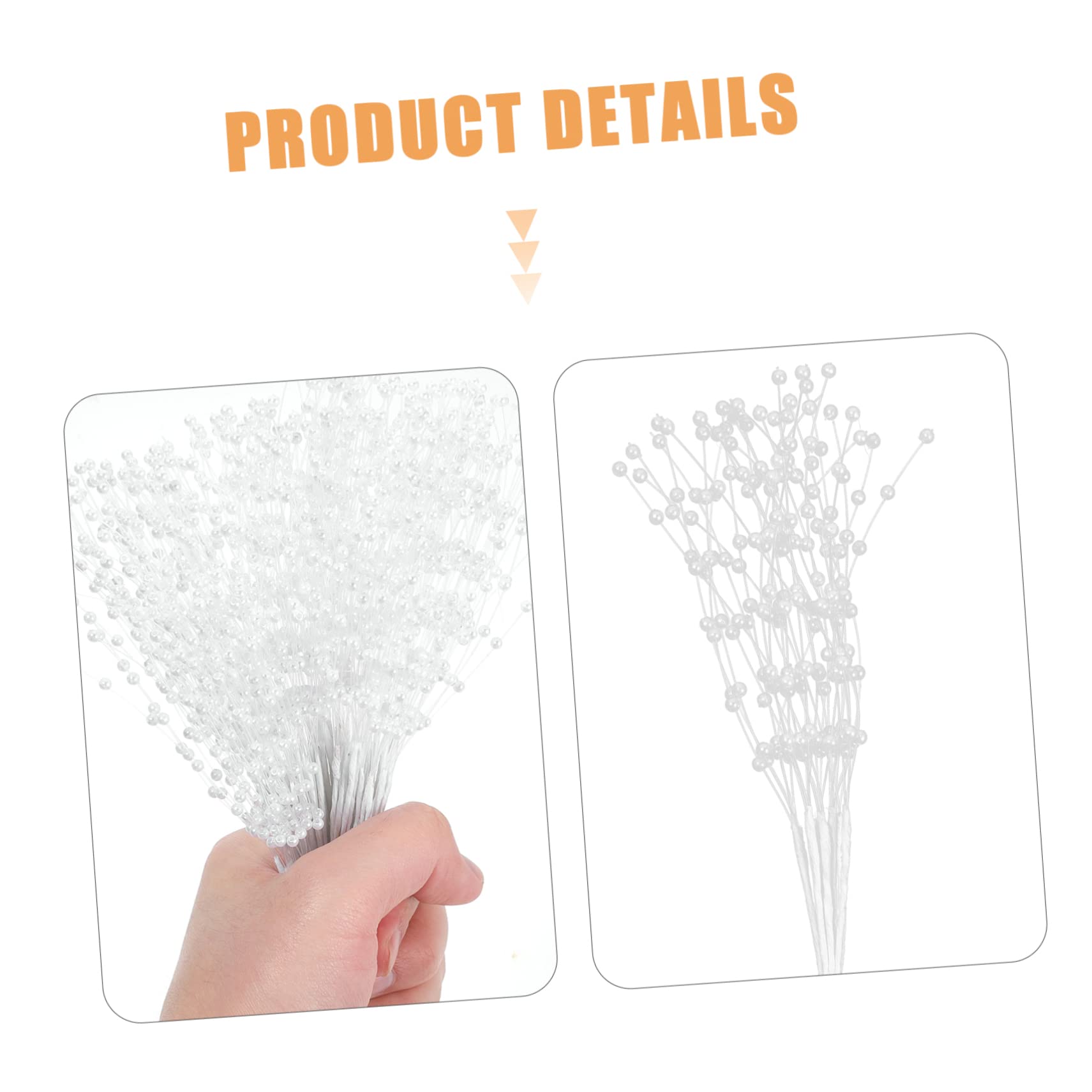100pcs Artificial Pearl Flower Stems - Beaded Pearl Sticks for Wedding Bouquets, Vase Fillers, Home Decor & DIY Crafts | Elegant Pearl Beaded Jewelry Stems for Centerpieces, Bridal Showers & Party Decorations