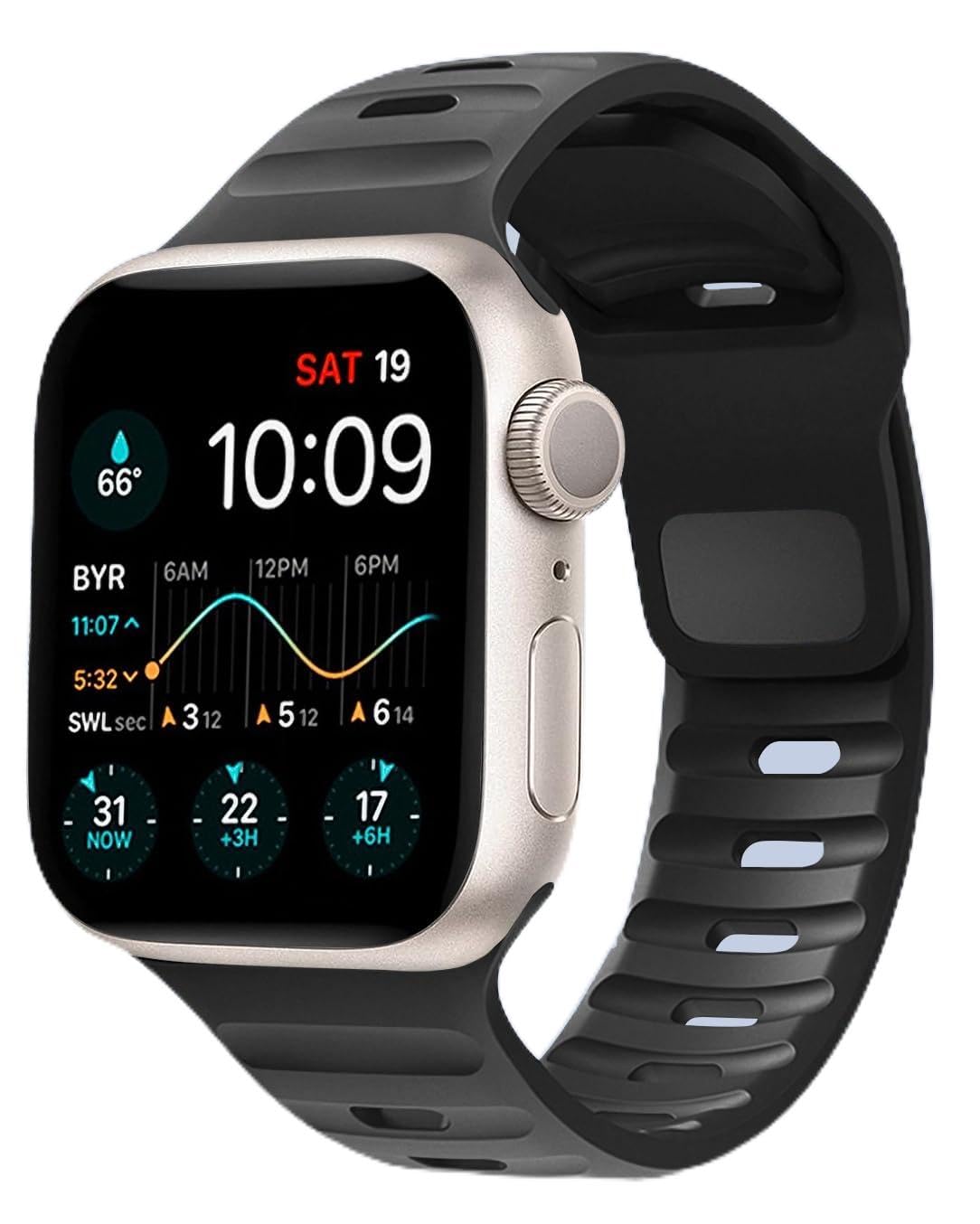 Premium Soft Silicone Sport Bands Compatible with Apple Watch Ultra/Series 10-1 (49mm/46mm/45mm/44mm/42mm/41mm/40mm/38mm) - Durable Replacement Watch Straps for Men & Women - Perfect for Workouts, Running & Everyday Wear