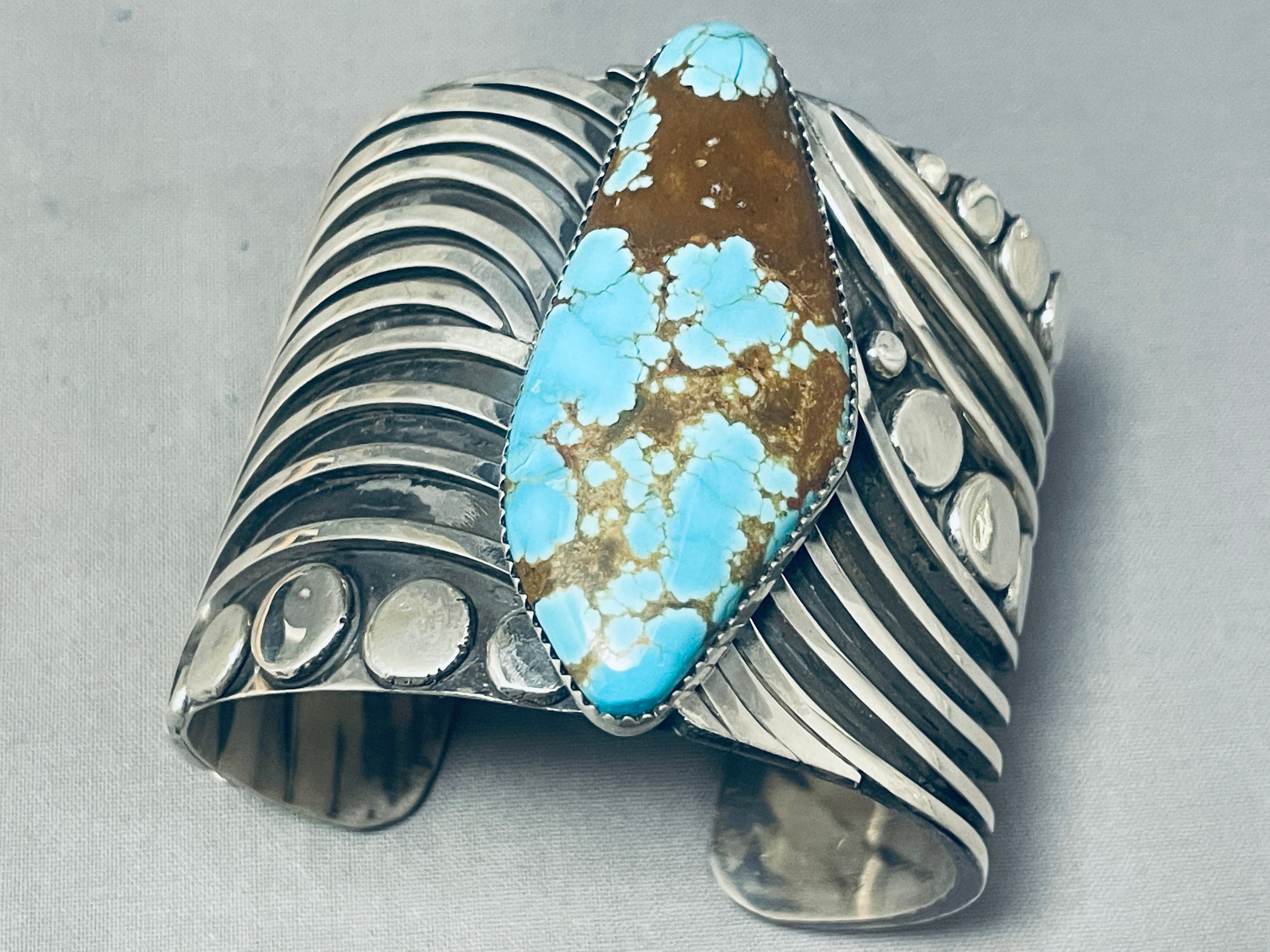140 Grams Heavy Swirl #8 Turquoise Sterling Silver Bracelet for Women - Handmade Boho Jewelry Gift for Birthday, Anniversary & Special Occasions