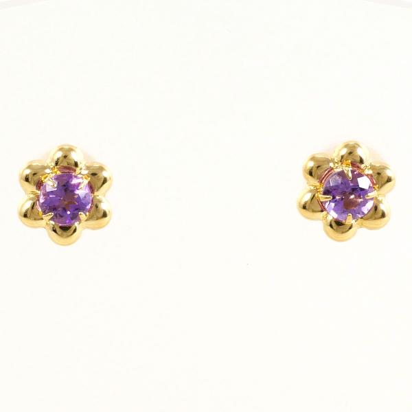 18K Yellow Gold Amethyst Earrings for Women - Dainty Purple Gemstone Stud Earrings - Perfect for Weddings, Parties & Everyday Elegance