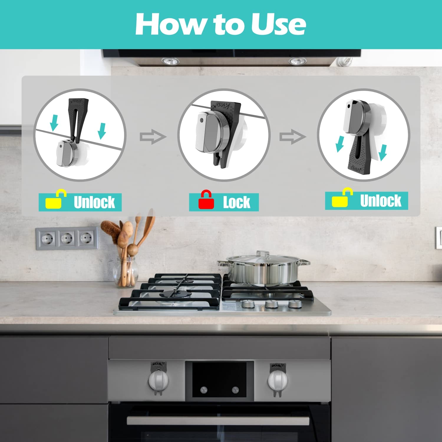 Child Safety Stove Knob Locks (6 Pack) - Baby Proof Gas Oven Knob Covers for Stove Guard - Perfect for Kitchen Safety with Toddlers at Home