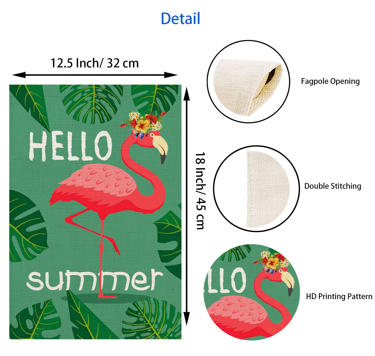 Premium Double-Sided Flamingo Garden Flag 12.5x18 Inch - Tropical Red & Green Palm Leaves Design with Summer Birds - Vertical Outdoor Yard Decor for Farmhouse, Lawn, Patio - Perfect for Summer Parties, Poolside Decor & Tropical Backyard Themes