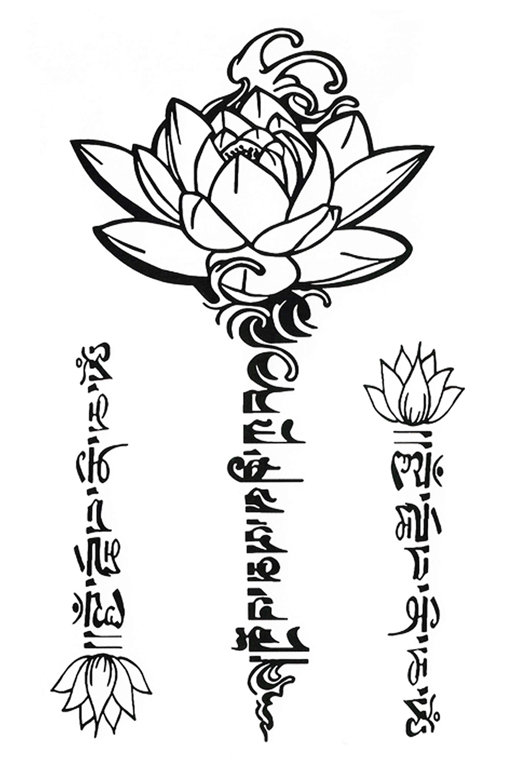 Waterproof Temporary Tattoo Stickers for Men & Women - 3D Realistic Flowers, Butterflies, Stars, Angels, Wolves & Armband Designs (19x9cm) | Perfect for Parties, Halloween, Cosplay & Fashion Accessories | TBS-8016