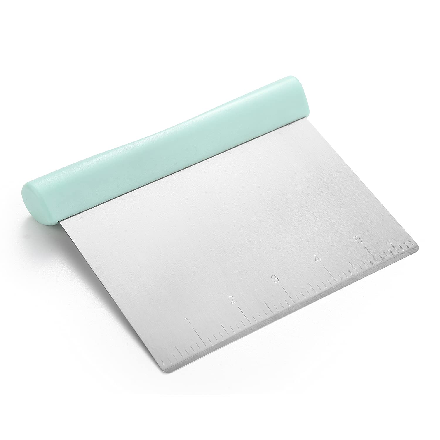 Spring Chef Stainless Steel Bench Scraper & Dough Cutter - Multi-Purpose Kitchen Tool for Baking Pizza, Bread, Pies - Pastry Scraper with Measurement Markings - Perfect for Home Bakers & Professional Chefs (Mint Green)