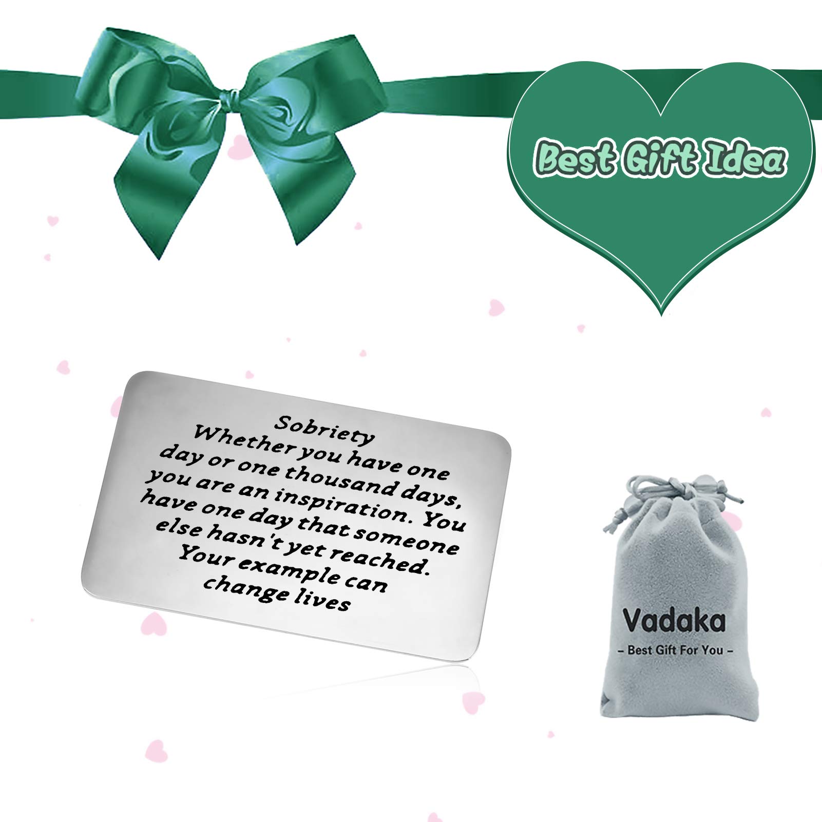Vadaka Sobriety Gift Card - Engraved Metal Wallet Insert for Addiction Recovery | Inspirational AA Gift for Men & Women | Perfect Sober Jewelry for Christmas, Birthday & Special Occasions | Ideal for 12-Step Meetings, Anniversary Celebrations & Daily Motivation