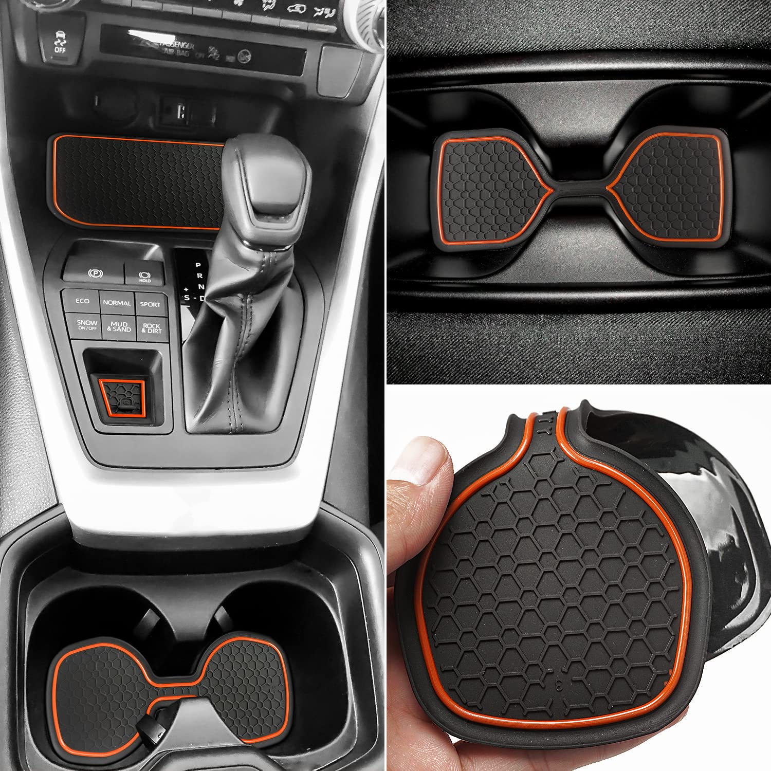 Custom Anti-Dust Mats for Toyota RAV4 (2019-2022) - 13-Piece Interior Accessories Set | Perfect Fit Door Compartment & Cup Holder Liners | Durable Center Console Protectors (Orange) | Ideal for Daily Commutes, Road Trips & Car Organization