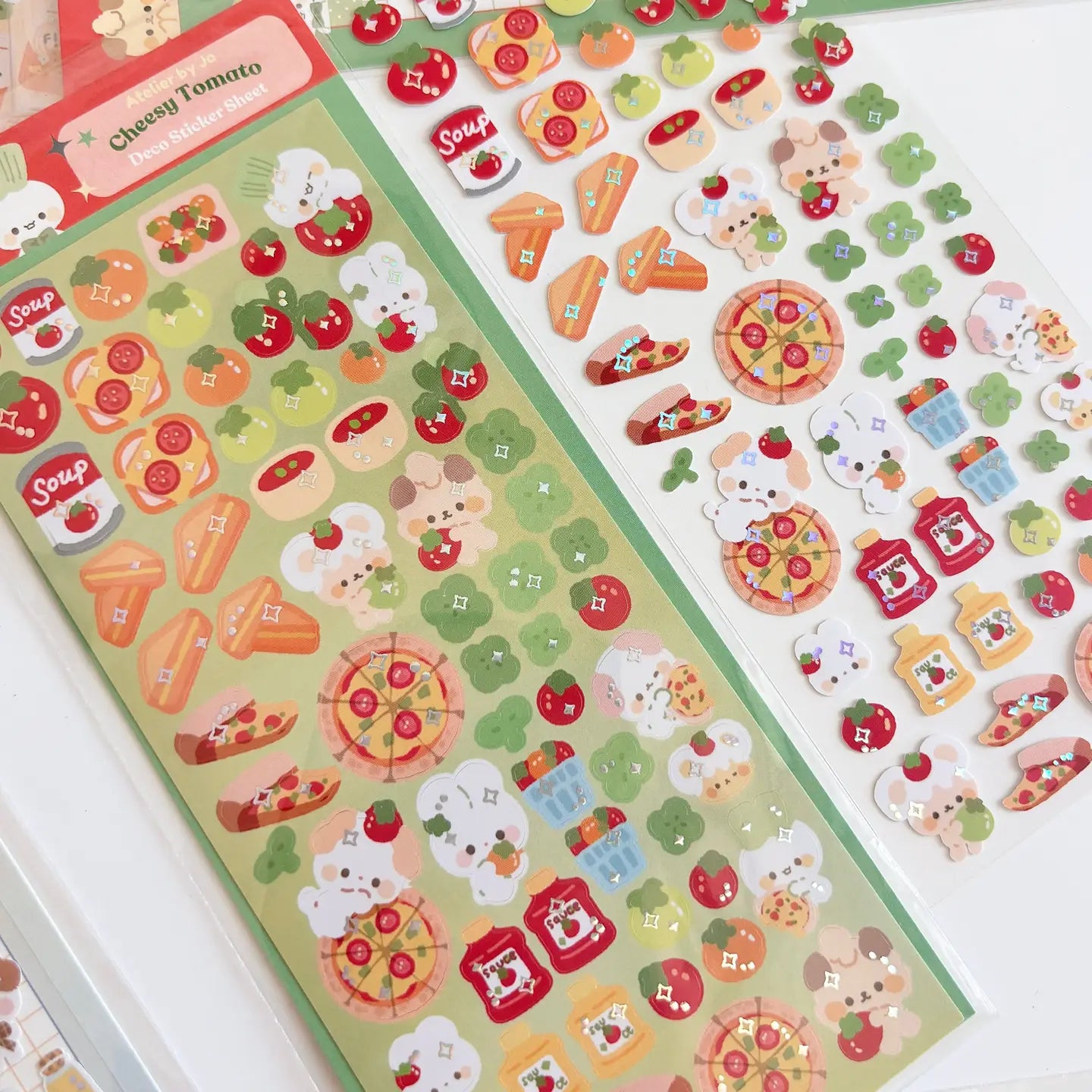 Cheesy Tomato Sticker Sheet - Fun Decorative Vinyl Stickers for Laptops, Water Bottles & Scrapbooking - Cute Kawaii Food Stickers for DIY Crafts & Journaling