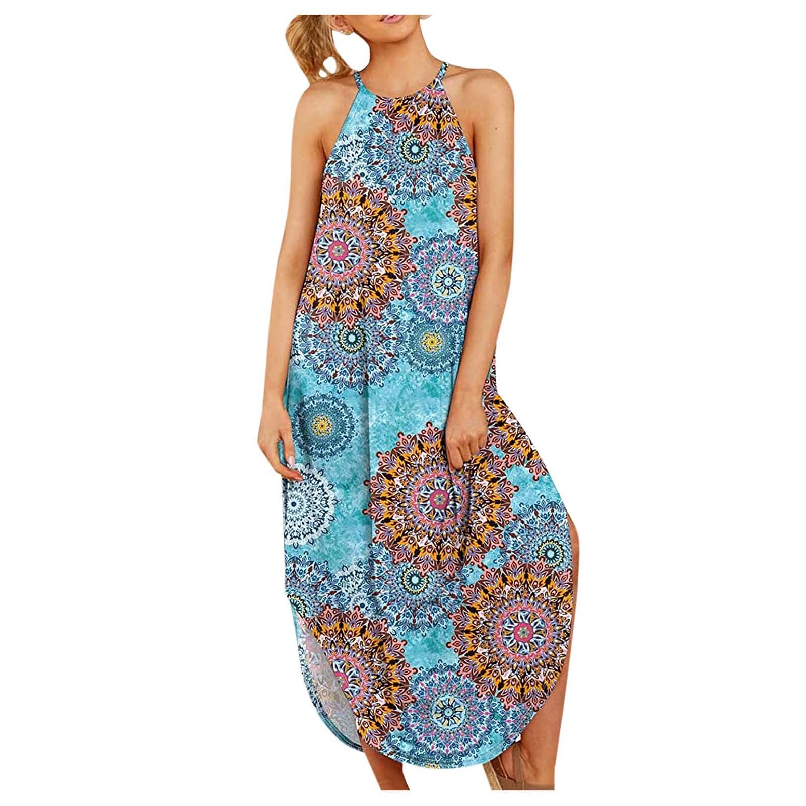 Women's Bodycon Tank Dress - Sexy Midi Club Dress, Loose Fit, All-Match Print, Casual Camisole Summer Mini Dress for Night Out, Party, Beach & Vacation