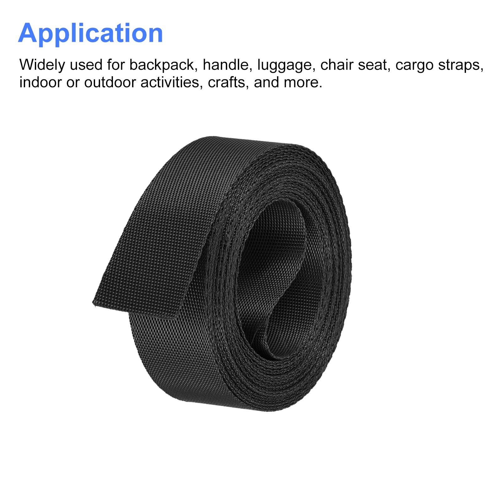 1 Inch x 4 Yards Black Nylon Webbing Strap for Backpacks, Luggage, Cargo Straps & Outdoor Gear - Heavy Duty Flat Nylon Belt for DIY Projects, Camping, Hiking & Travel Accessories
