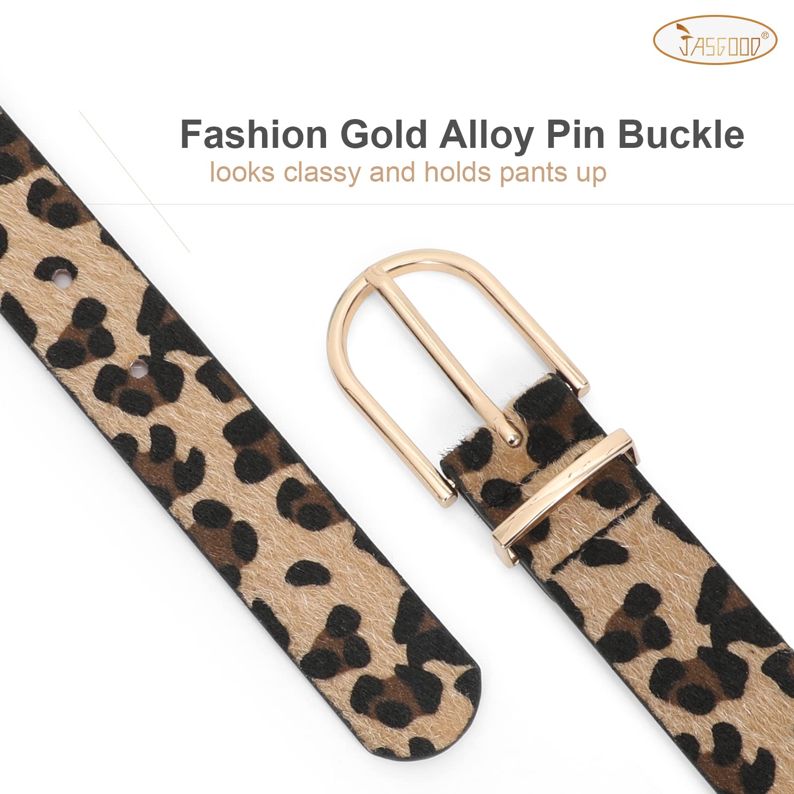 JASGOOD Women's Genuine Leather Belts for Jeans & Pants - Stylish Gold Buckle Fashion Belt for Ladies | Perfect for Casual Wear, Office & Everyday Outfits