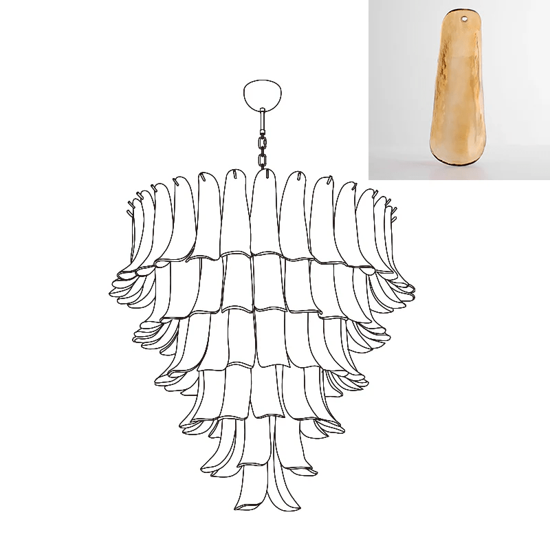 Handcrafted Murano Glass Petals Chandelier - Elegant Venetian Crystal Ceiling Light Fixture for Dining Room, Living Room & Bedroom Decor