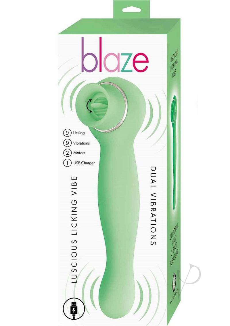 Blaze Luscious Licker Rechargeable Silicone Dual-End Vibrator - Mint Green Adult Toy for Couples & Solo Play - Perfect for Foreplay & Intimate Moments