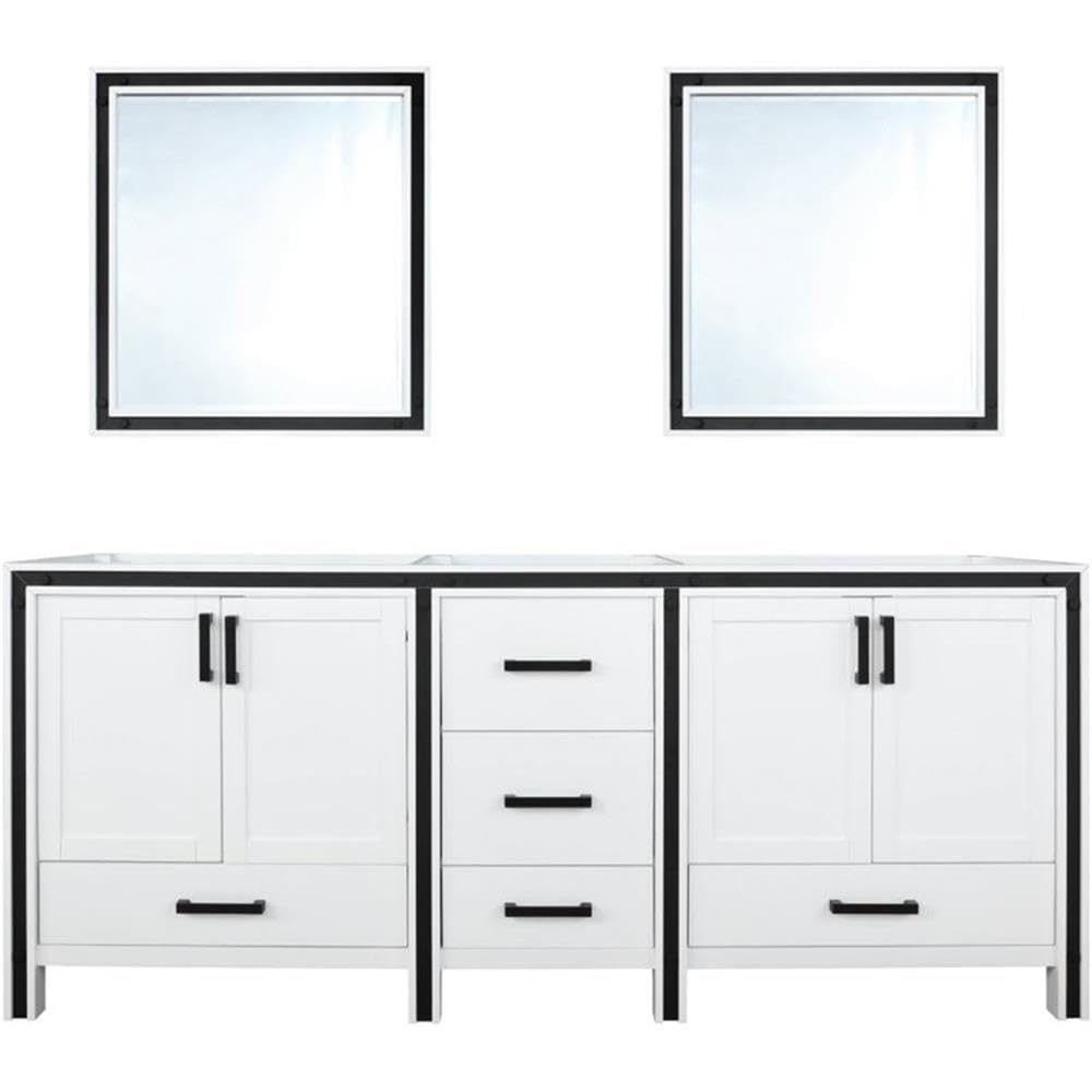 72 Inch White Double Bathroom Vanity with 22 Inch Depth & 30 Inch Mirrors - Modern Bathroom Storage Solution for Master Bath or Guest Bath Remodel
