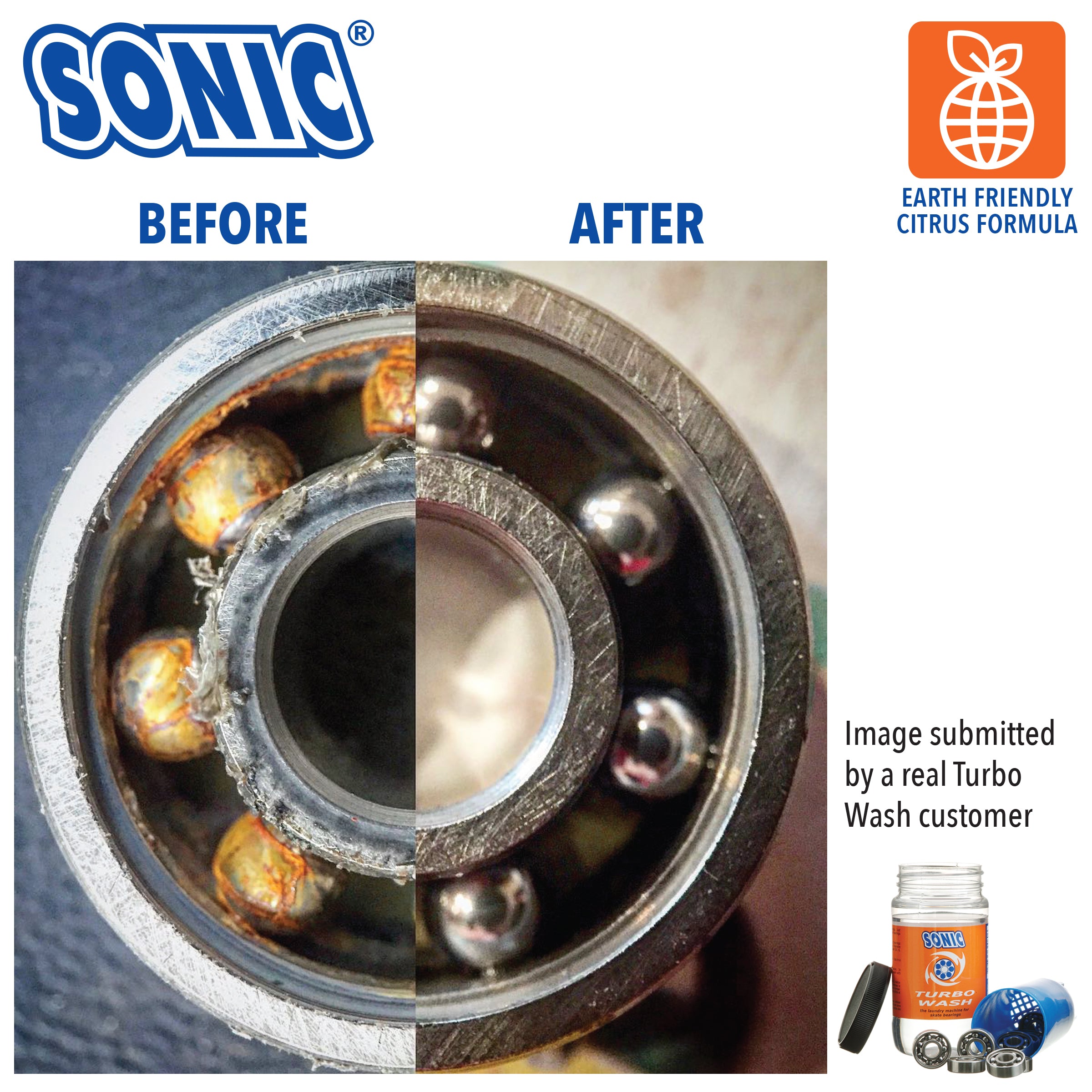 Sonic Turbo Wash Citrus Bearing Cleaning Kit - High-Powered Deep Cleaning for Automotive, Motorcycle & Bike Bearings - Perfect for DIY Mechanics & Garage Use