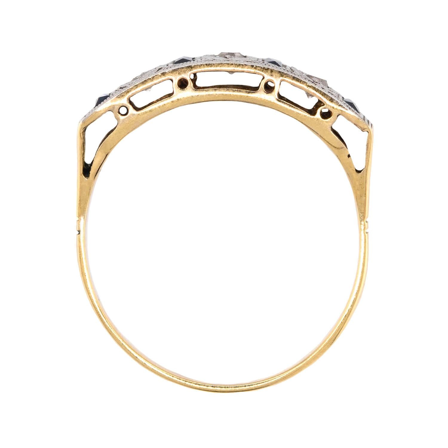18k Platinum Edwardian Diamond & Sapphire Ring - Vintage Elegance for Weddings, Anniversaries & Special Occasions