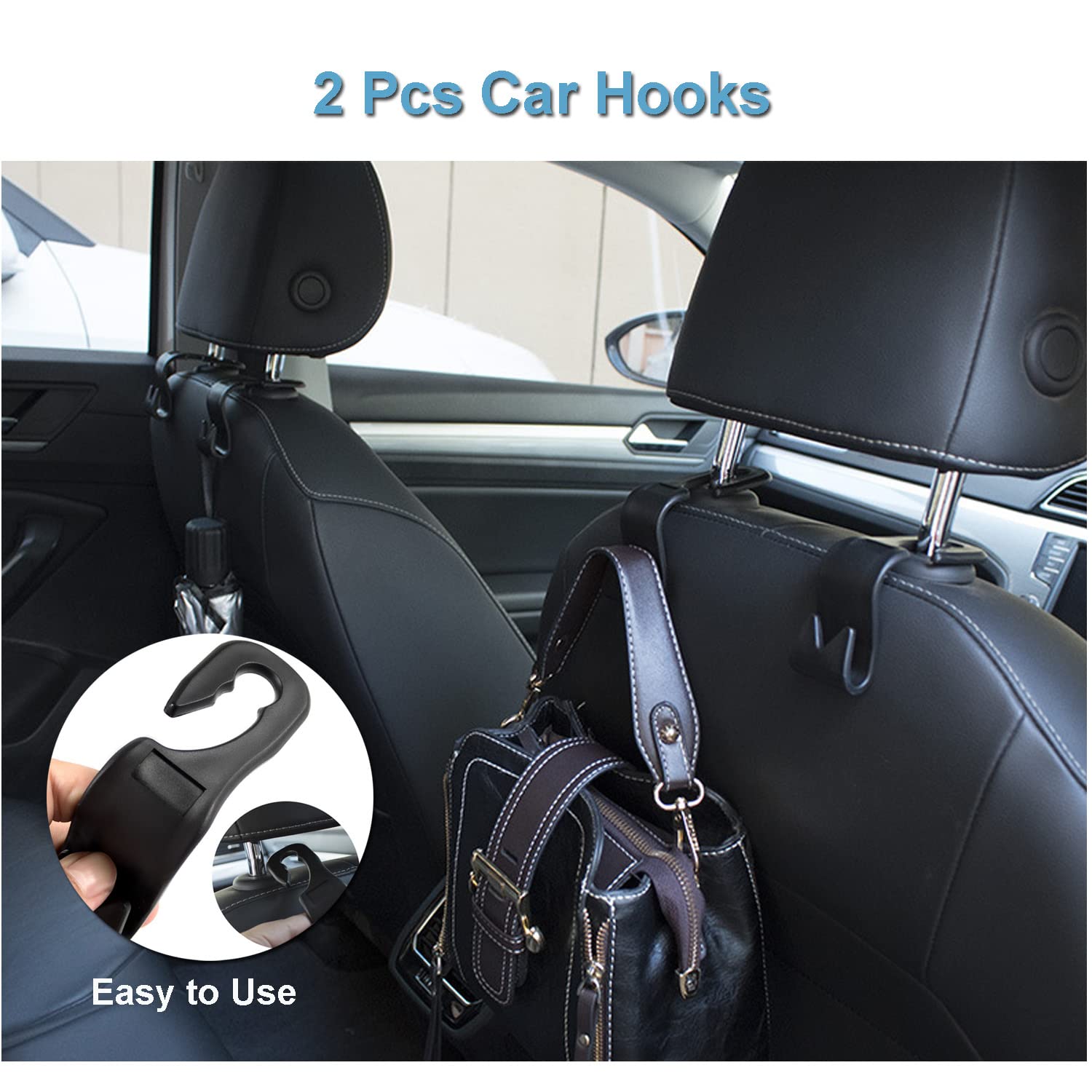 Kitbest Car Trash Can with Lid - 60 Trash Bags & 2 Car Hooks Included | Mini Auto Garbage Bin for Car, Office & Home | Perfect for Front/Back Seat Organization & Road Trips