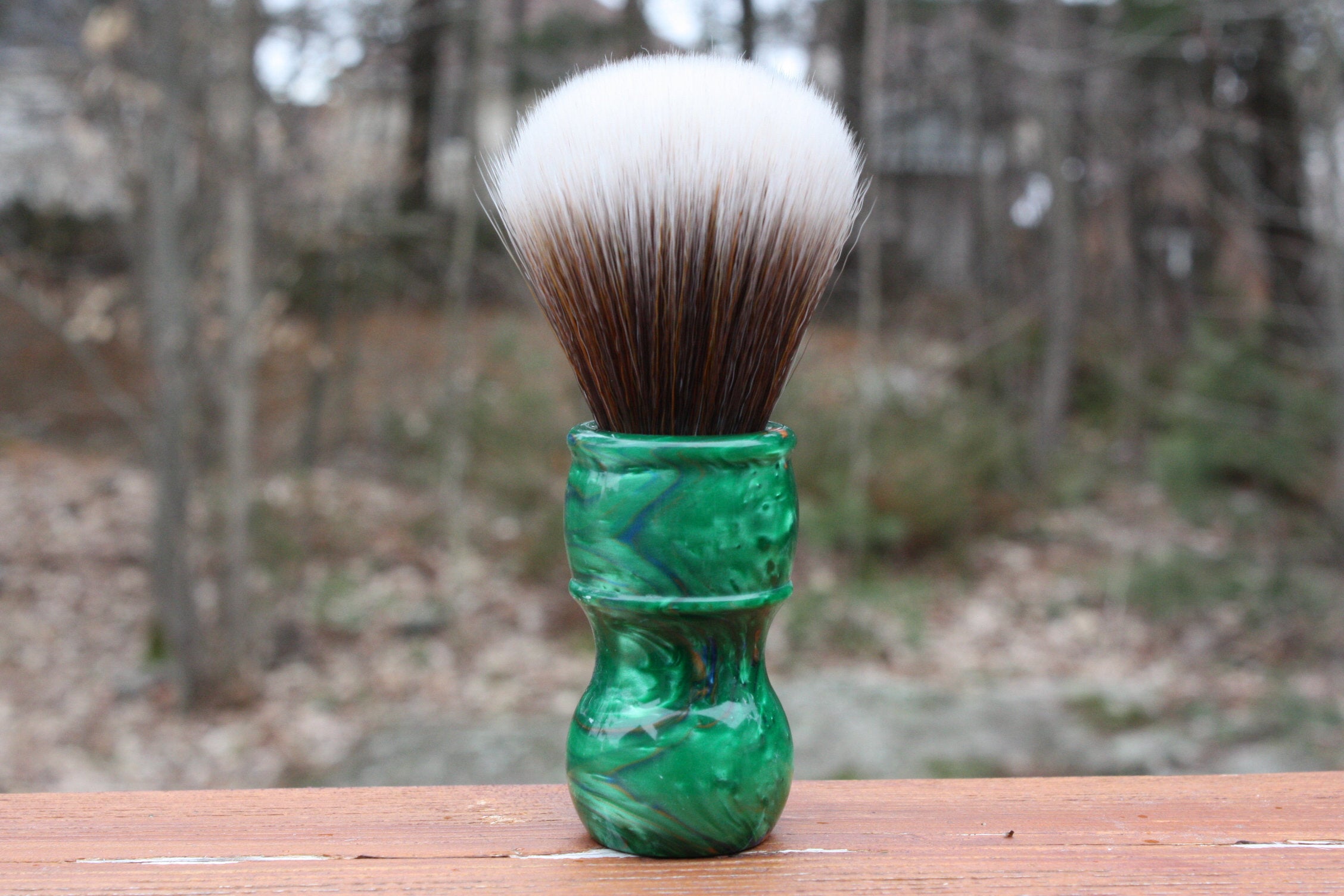 24MM SynBad Shaving Brush with Elegant Emerald Handle - Premium Badger Hair Shaving Brush for Men, Luxury Wet Shaving & Grooming Essential for Beard Care & Skincare Routine