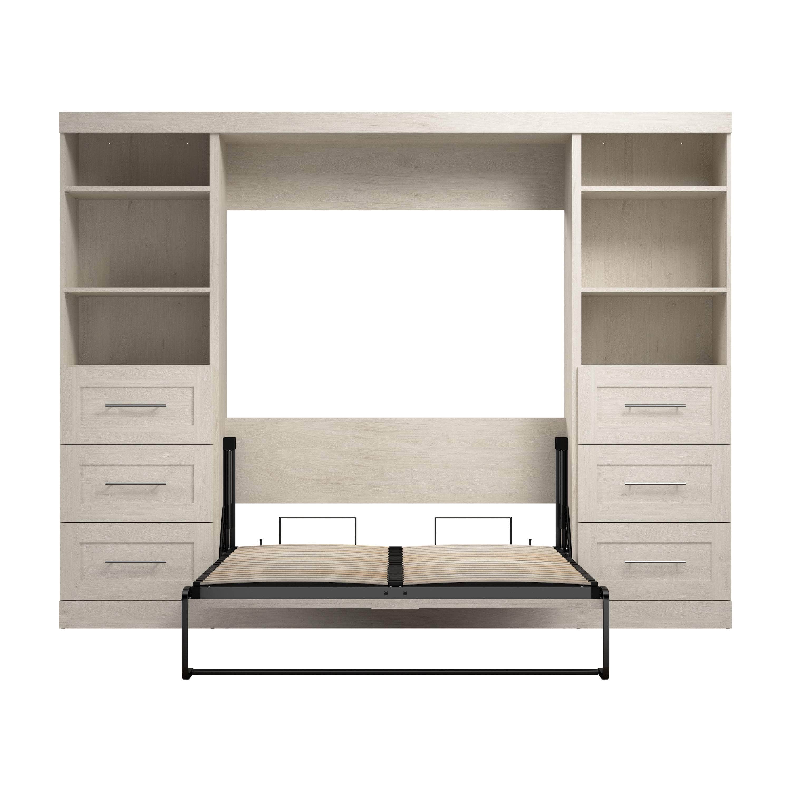 Pur Full Murphy Wall Bed with 2 Storage Units & Drawers (109W) - 7 Color Options for Space-Saving Home Office, Guest Room & Small Apartments