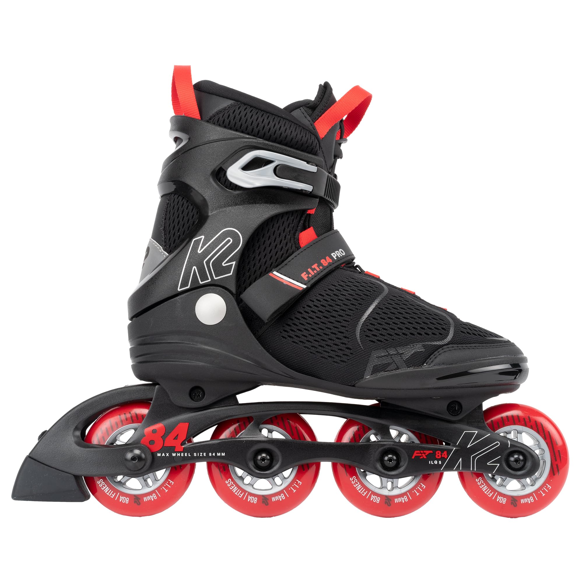K2 F.I.T. 84 Pro Black-Red Men's Inline Skates - High Performance Fitness & Urban Skating for Adults