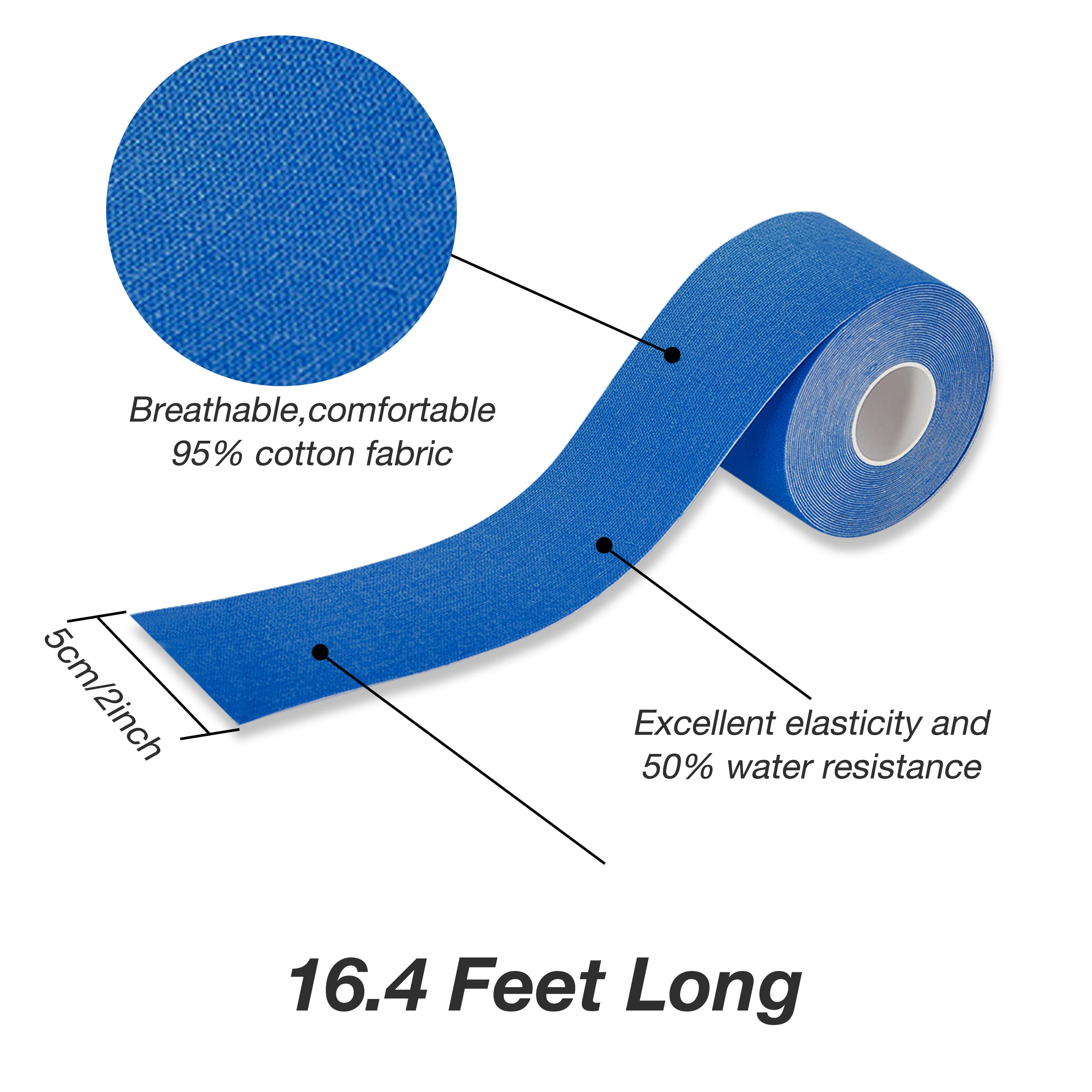 Premium Kinesiology Tape - 4 Rolls Elastic Sports Tape Set for Muscle Support & Pain Relief | Breathable, Waterproof Athletic Tape for Running, Yoga, Gym Workouts & Injury Recovery