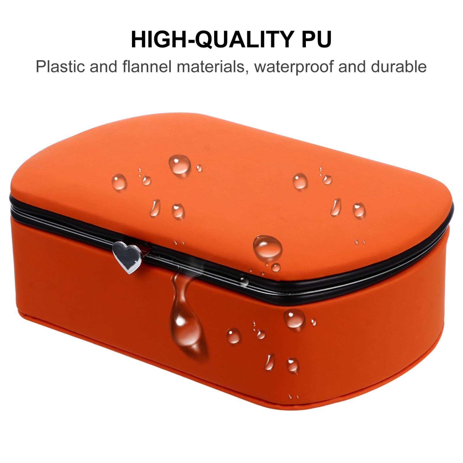 Portable Leather Jewelry Box with Mirror - Mini Travel Jewelry Organizer for Rings, Bracelets, Necklaces & Earrings | Orange Trinket Storage Case for Women, Perfect for Travel, Home & Gift Giving