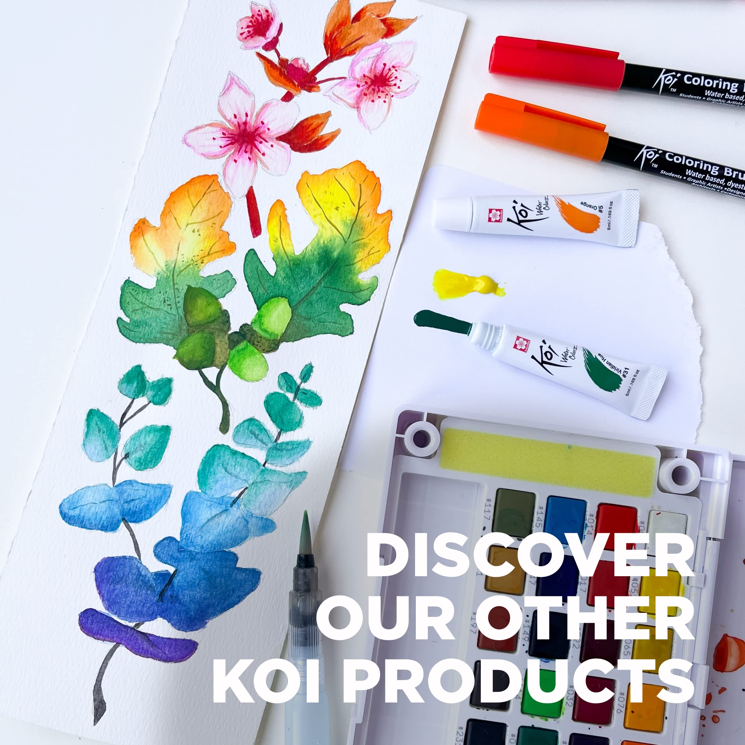 SAKURA Koi Water Brush - Medium Tip Watercolor Brush with 4ml Tank - Perfect for On-the-Go Painting and Sketching
