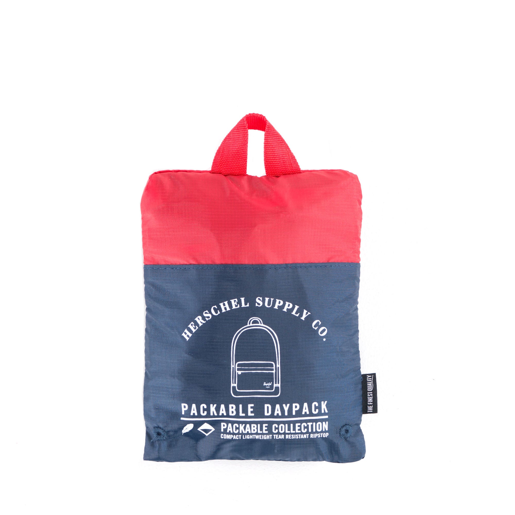 Herschel Packable Daypack Backpack - Lightweight & Water-Resistant for Travel, Hiking & Daily Use - Navy/Red